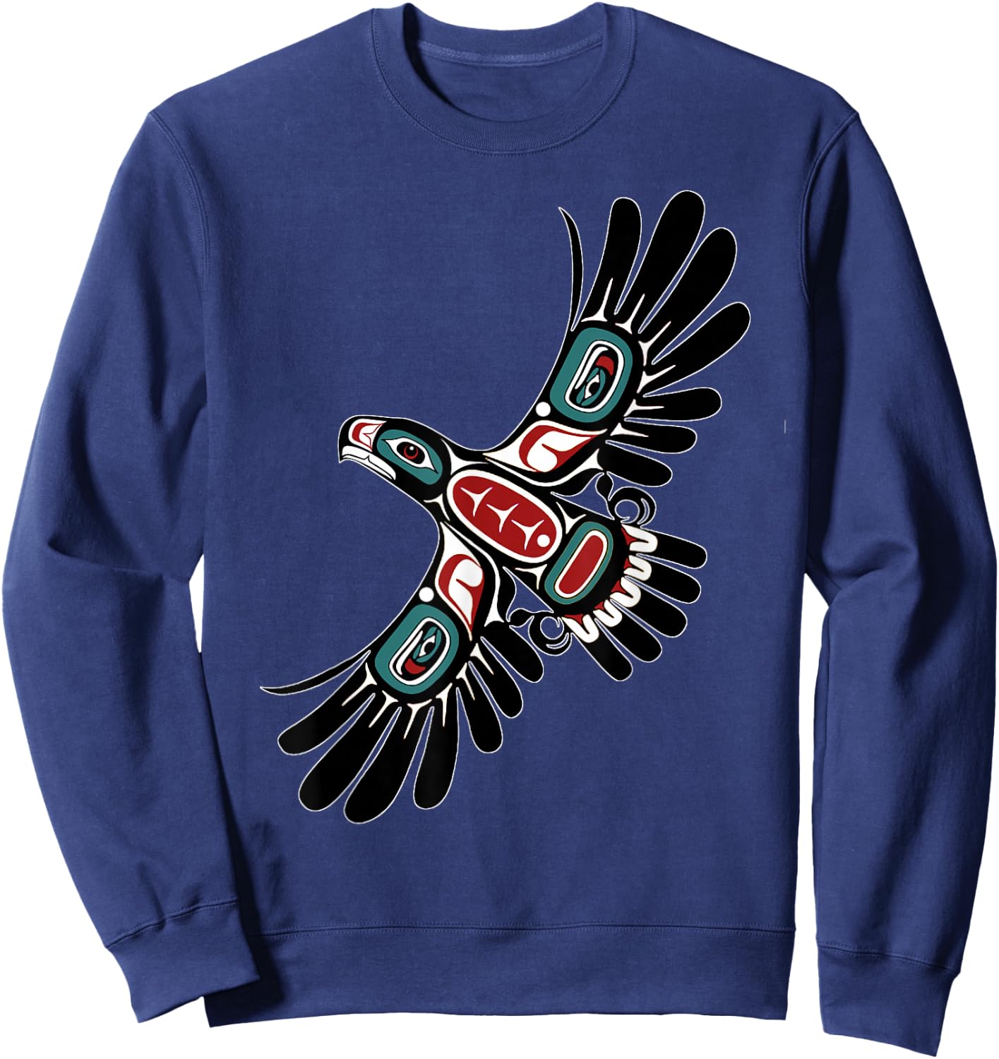 Alaska Native American Art Tlingit Haida Eagle Tribal Clan Sweatshirt - Sweatshirt | Navy