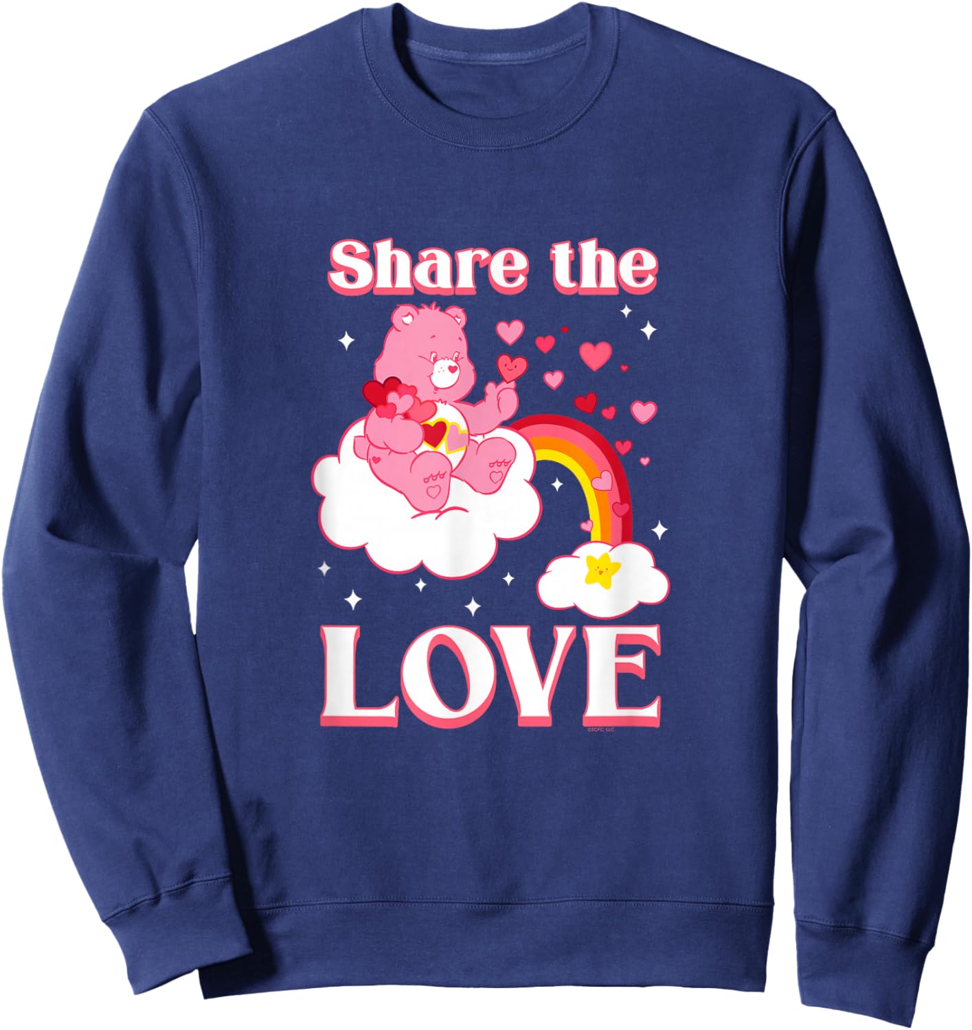 Care Bears Share The Love Love-A-Lot Bear Retro Cartoon Sweatshirt - Sweatshirt | Navy