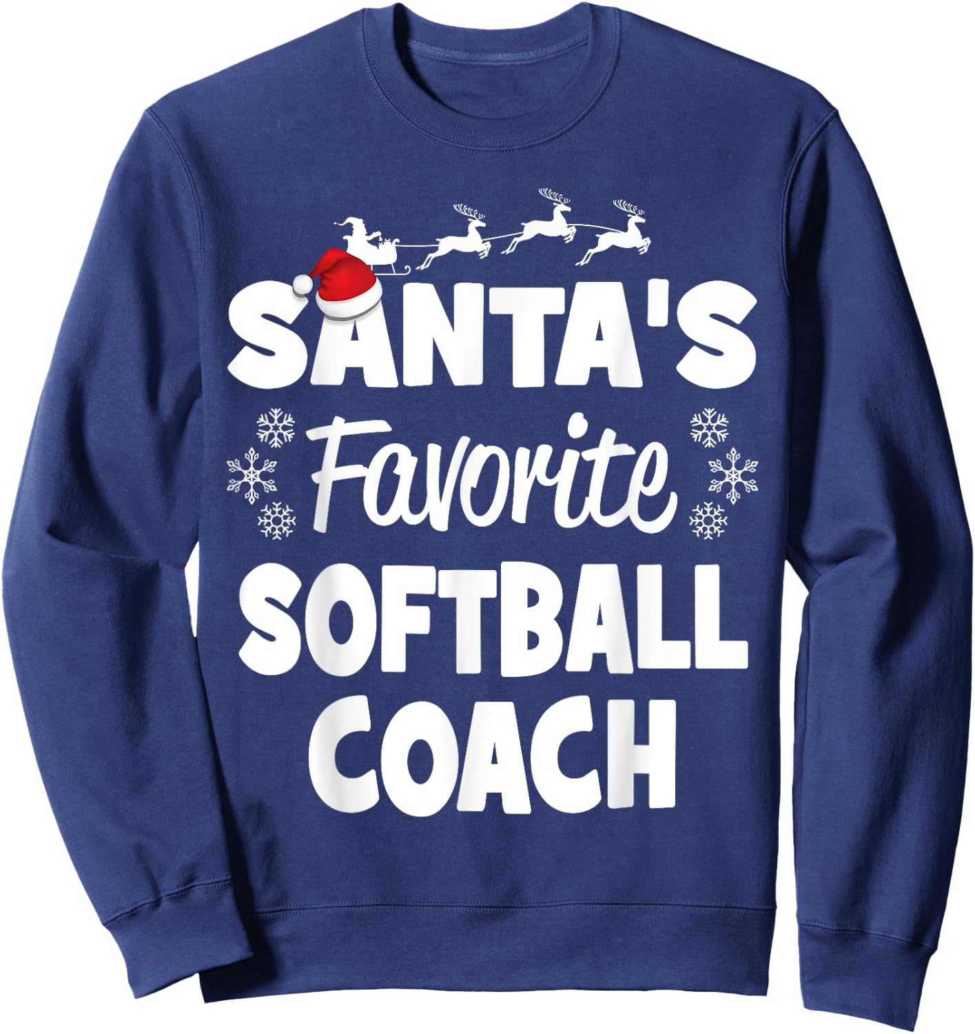 Santa's Favorite Softball Coach Funny Christmas Matching Sweatshirt - Sweatshirt | Navy