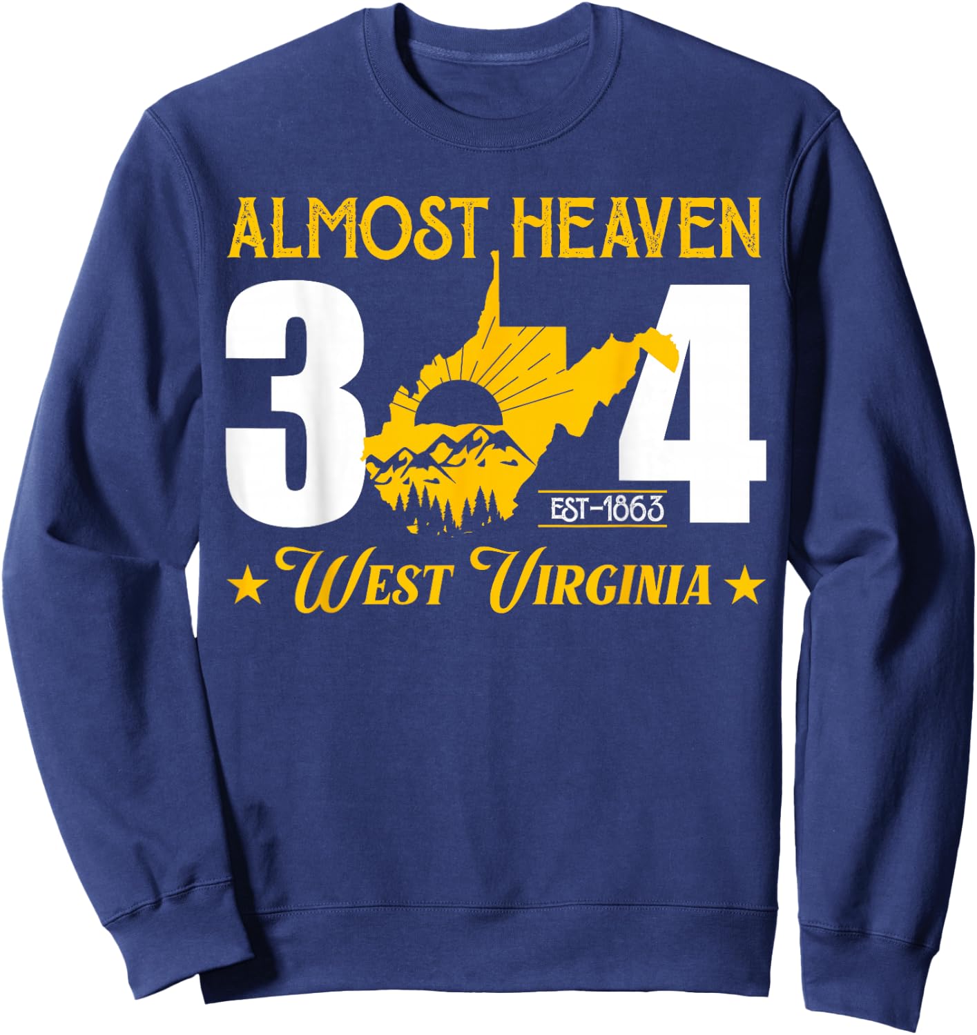 Almost Heaven 304 West Virginia Map Sweatshirt - Sweatshirt | Navy
