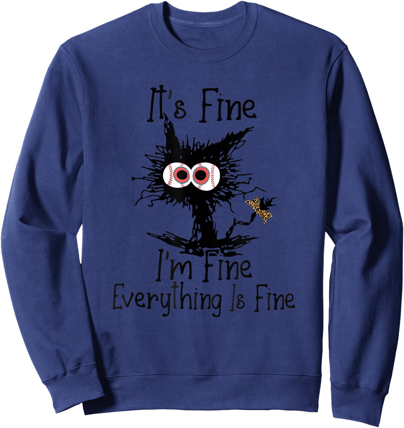 Bleached Baseball Mom Messy cat Softball Mom Mother's Day Women Kids Sweatshirt - Sweatshirt | Navy