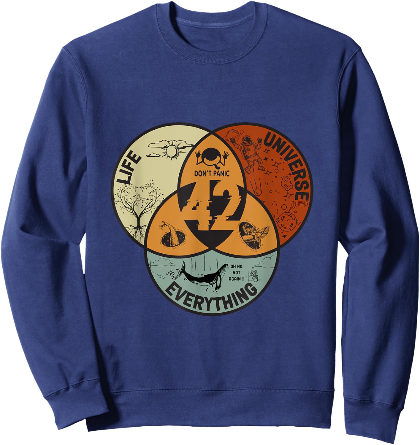 Venn Diagram Life The Universe And Everything - 42 Life Sweatshirt - Sweatshirt | Navy