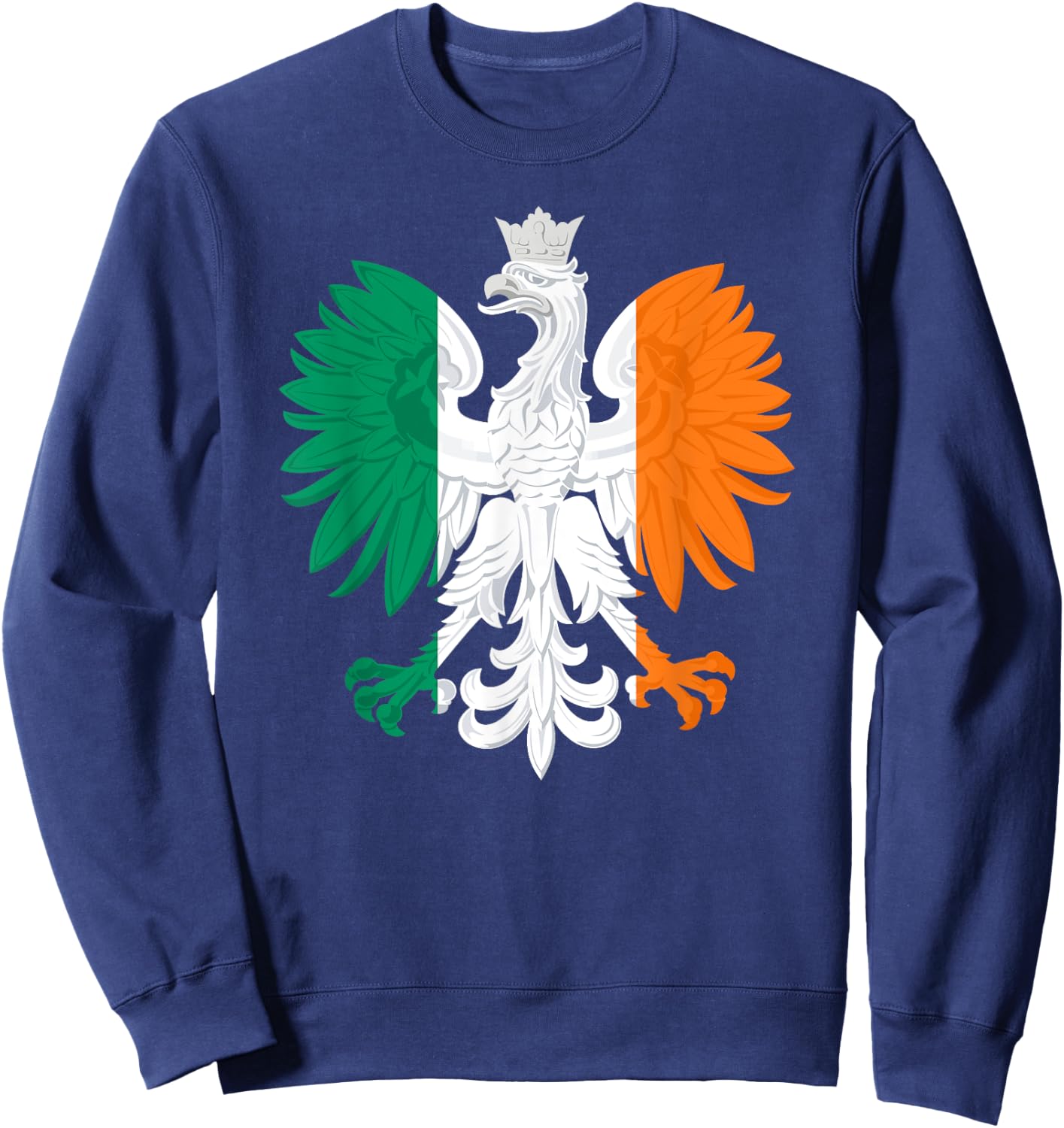Irish Polish Flag Eagle Ireland Poland Polska Heritage Sweatshirt - Sweatshirt | Navy