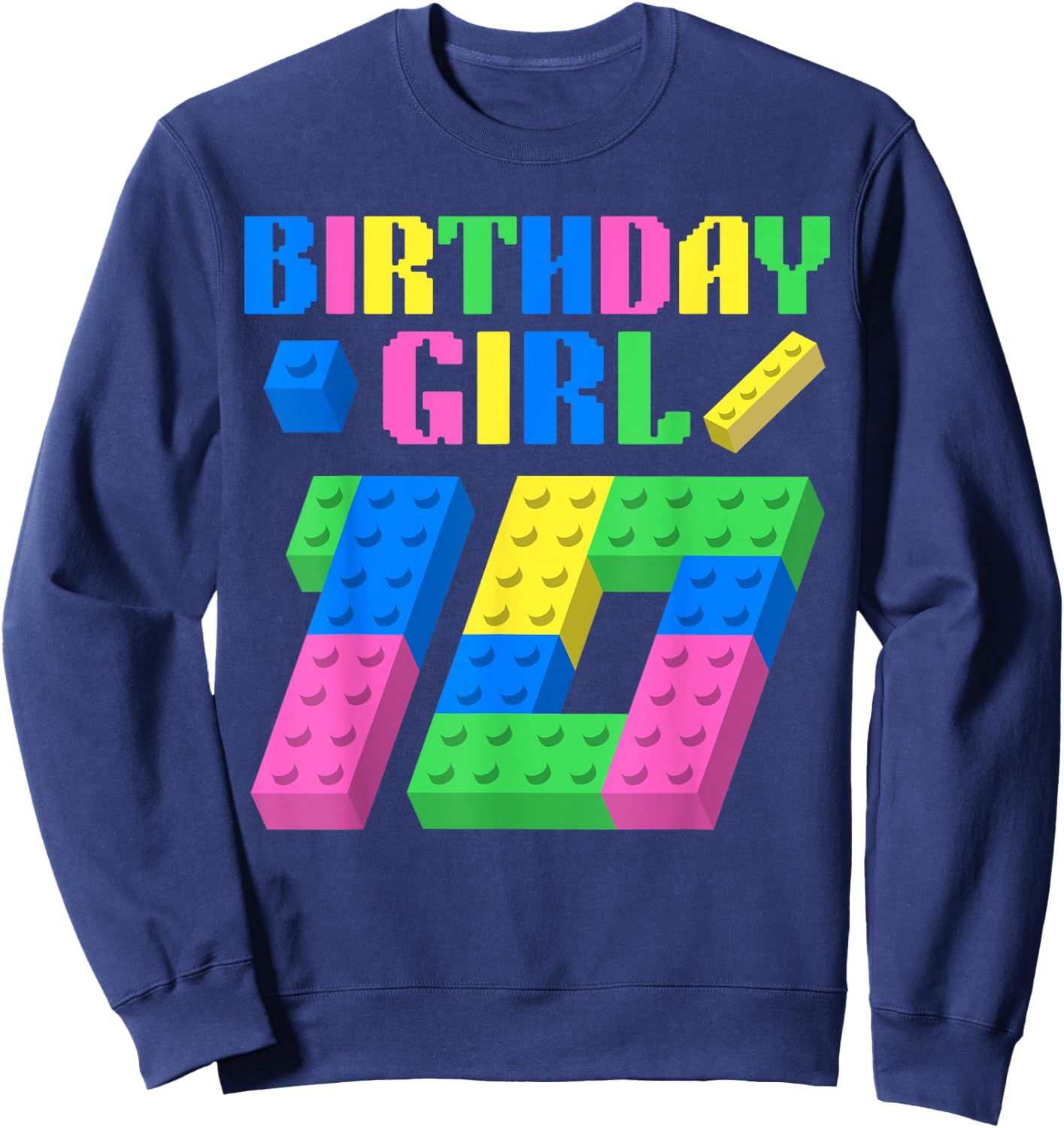 10th Birthday Girl Block Building 10 Year Old Master Builder Sweatshirt - Sweatshirt | Navy