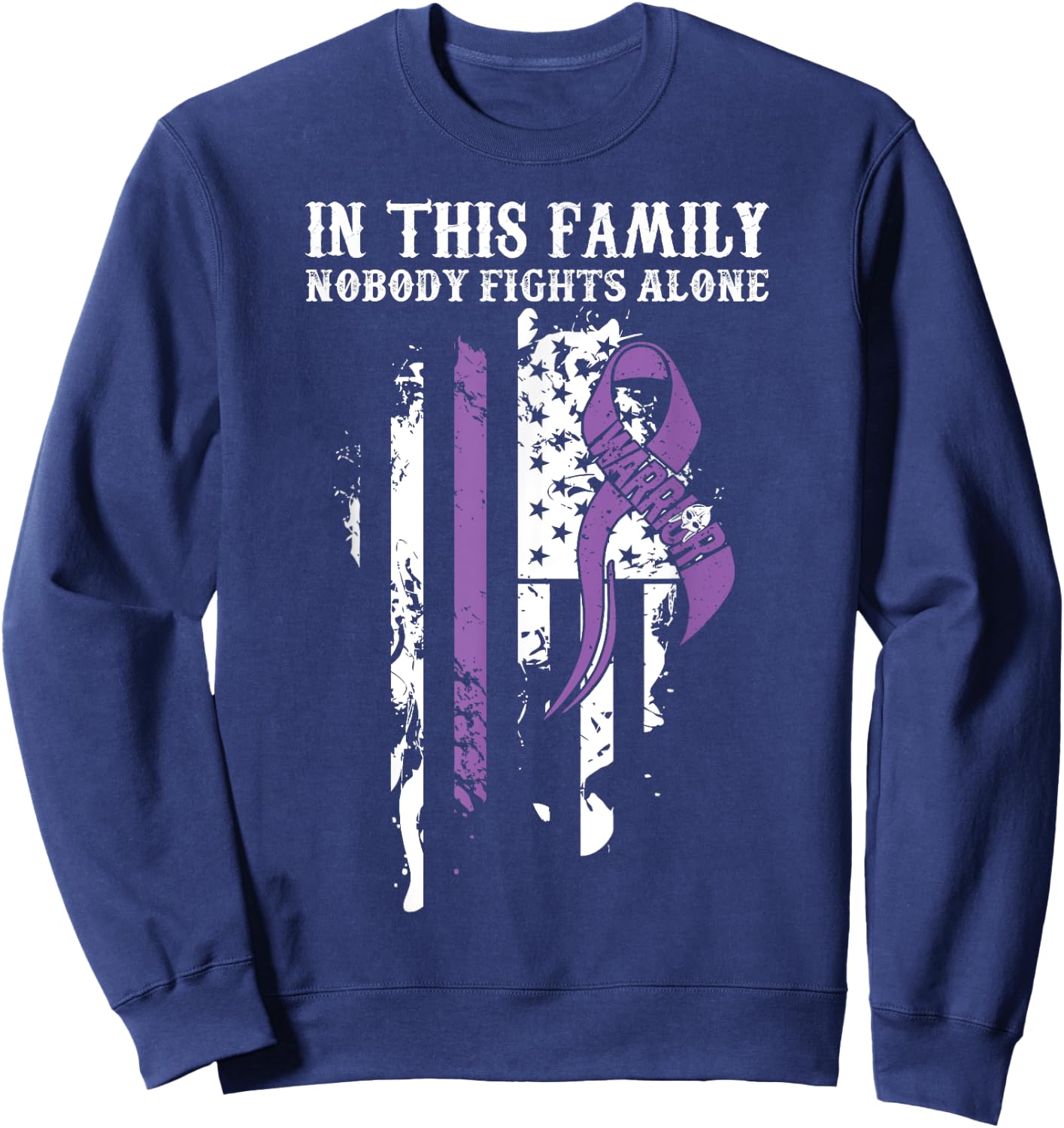 Nobody Alone- Vulvar Cancer Awareness Supporter Ribbon Sweatshirt - Sweatshirt | Navy