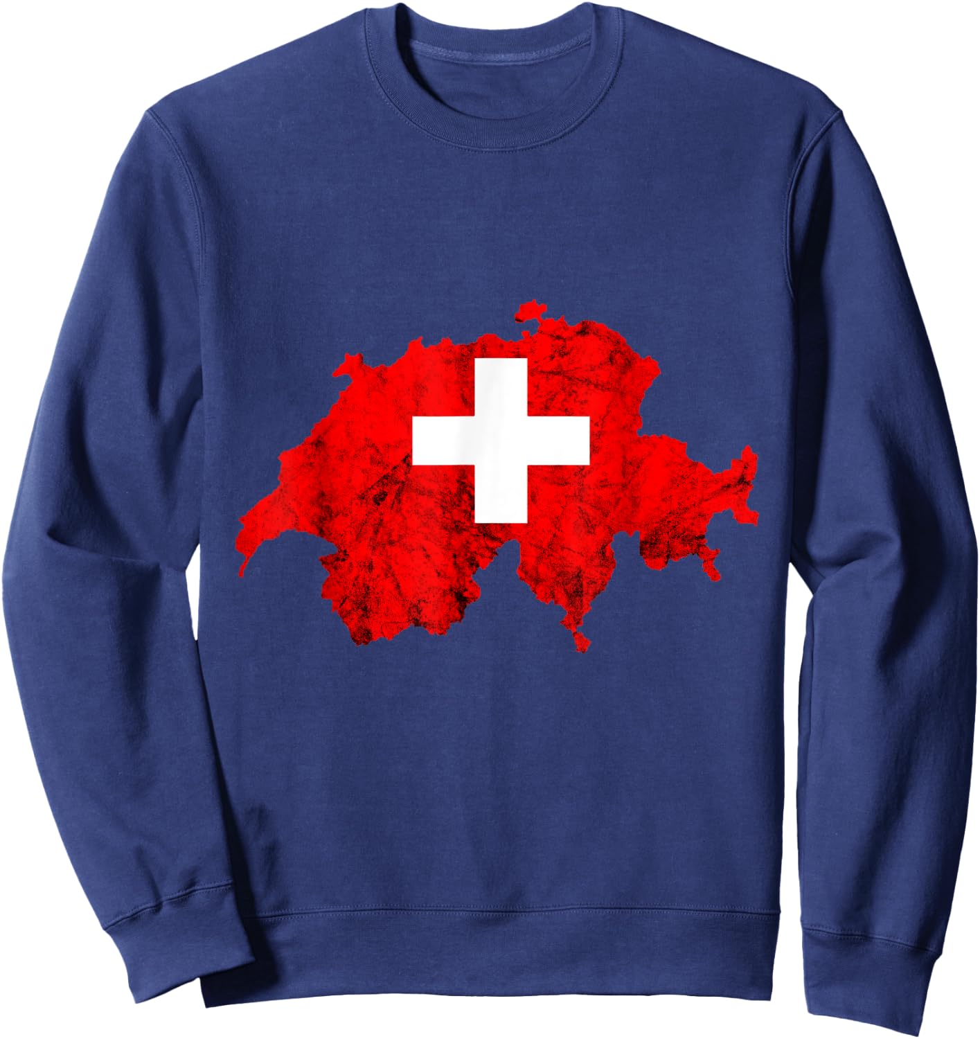 Switzerland Vintage Swiss Flag Map Swiss Pride Schweiz Sweatshirt - Sweatshirt | Navy