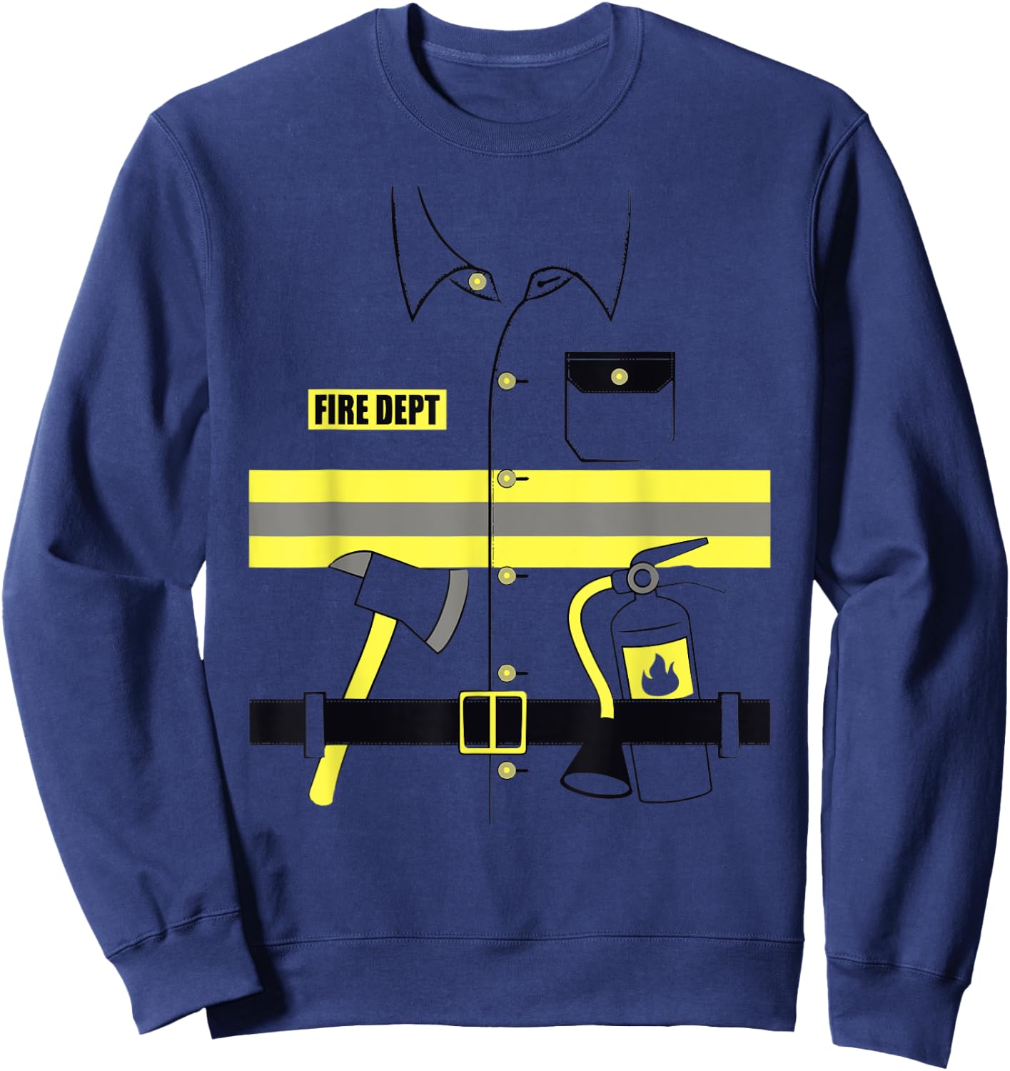 Firefighter Costume DIY Halloween Easy Costume Adults & Kids Sweatshirt - Sweatshirt | Navy