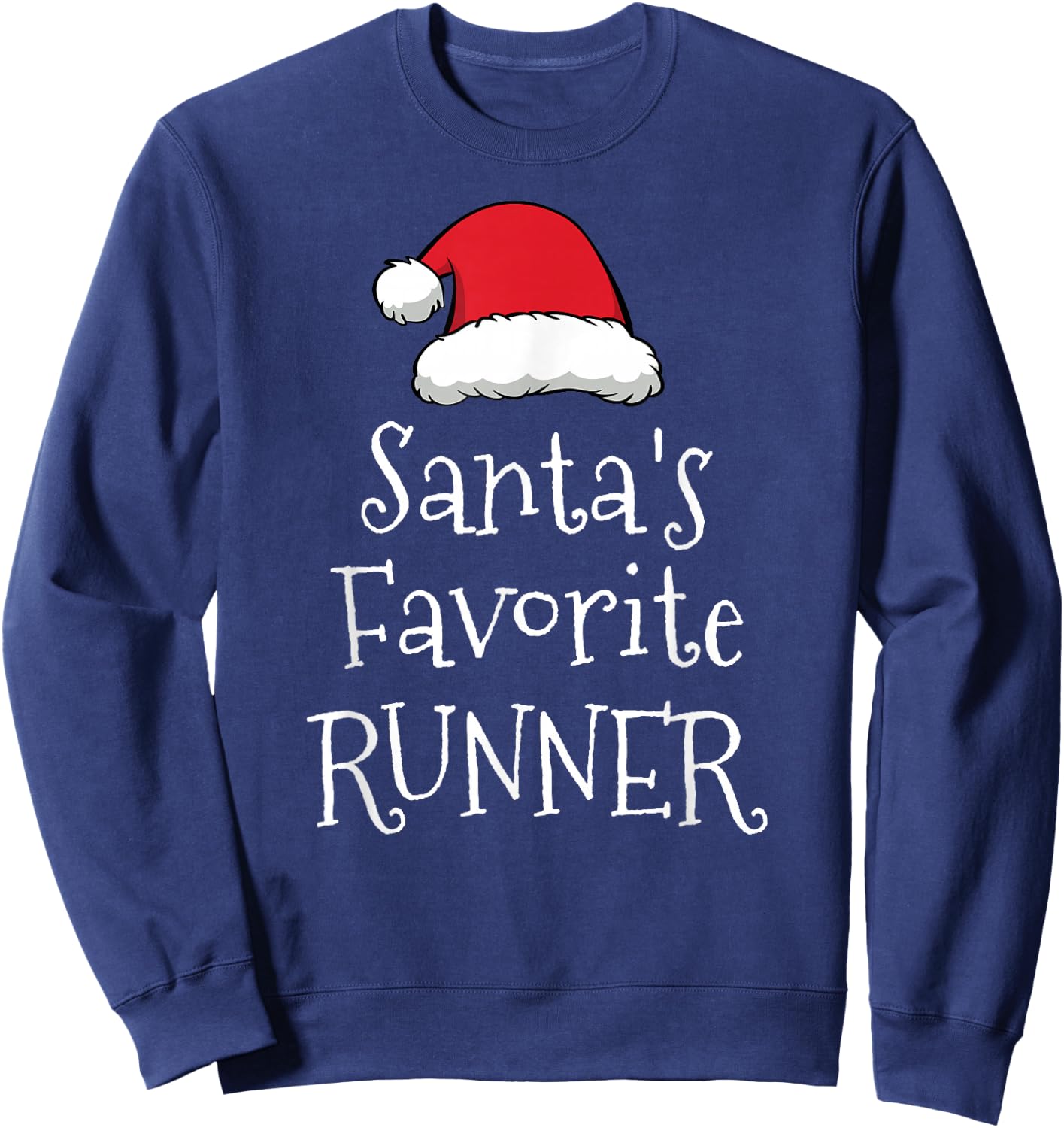 Santas Favorite Runner - Christmas Funny Running Gift Sweatshirt - Sweatshirt | Navy