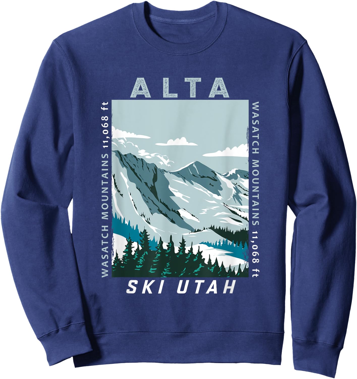 Alta Ski Area Utah Distressed Vintage Sweatshirt - Sweatshirt | Navy