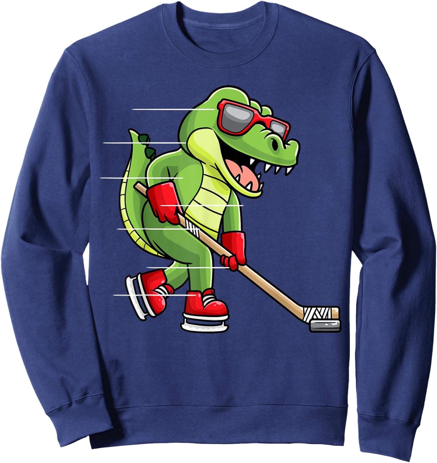 Crocodile Playing Ice Hockey Game Player Alligator Sweatshirt - Sweatshirt | Navy