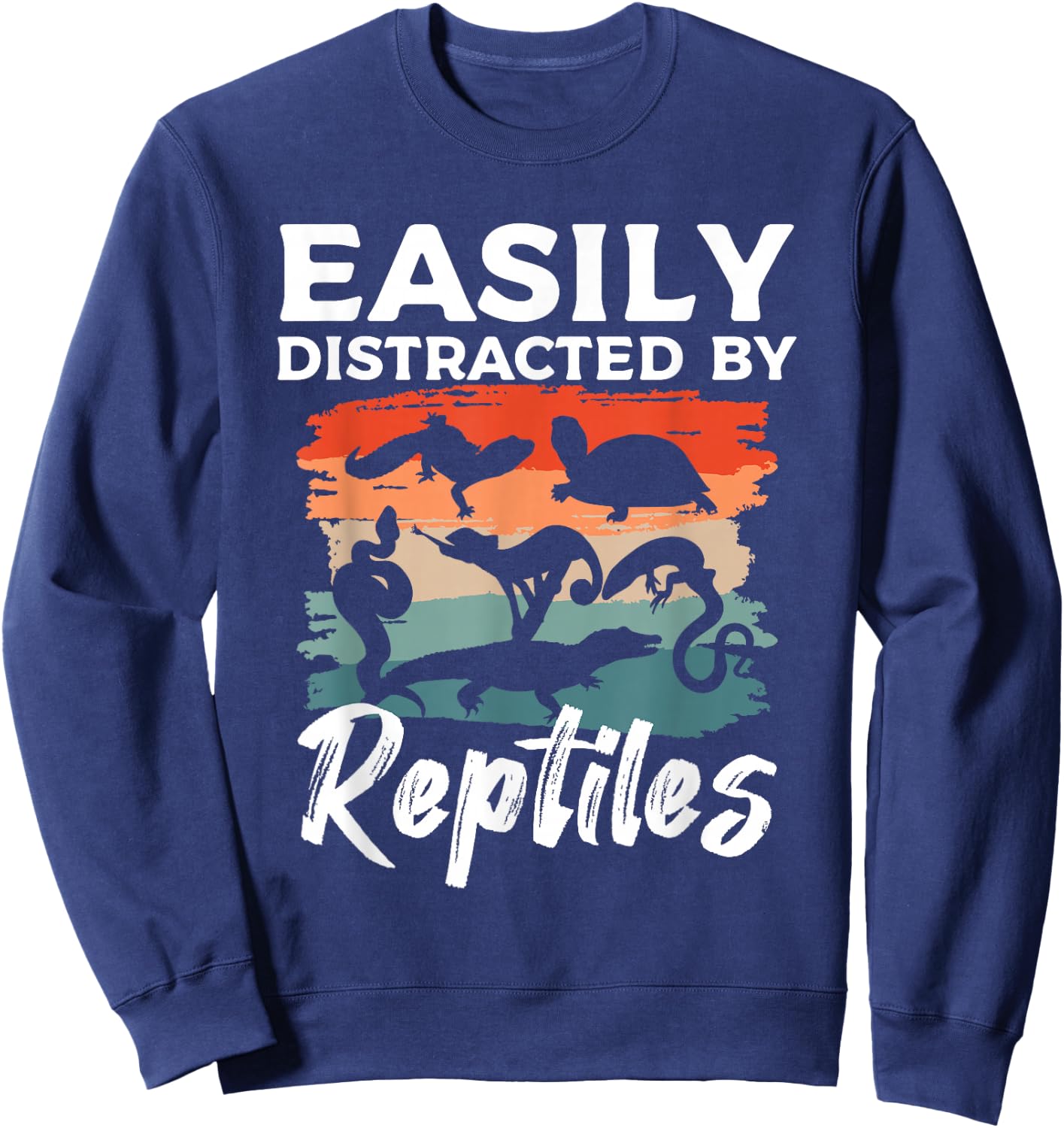 Easily Distracted by Reptiles Herpetology Herpetologist Sweatshirt - Sweatshirt | Navy