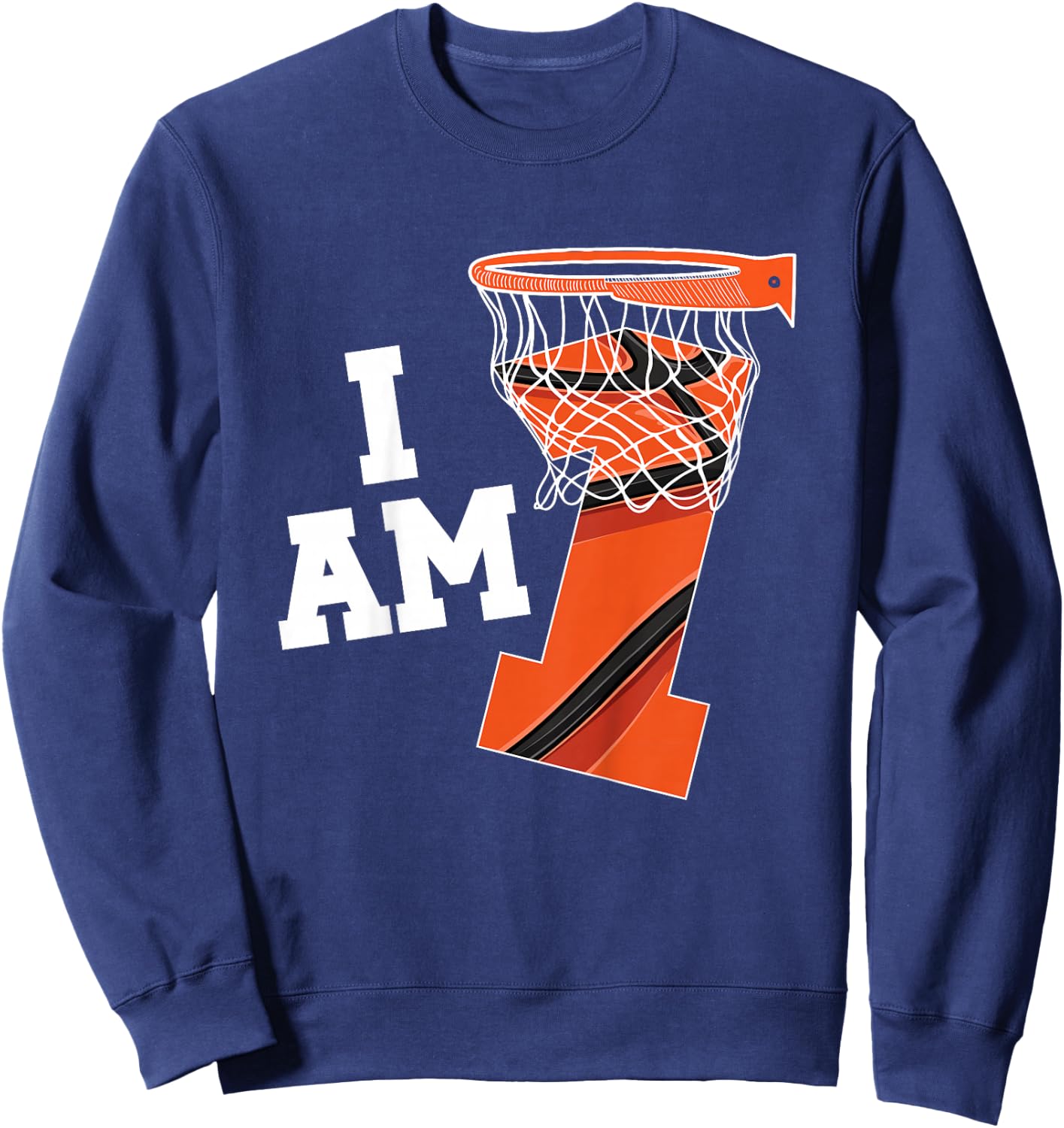 Kids Basketball 1st Birthday Boy One Year Old Basketball Player Sweatshirt - Sweatshirt | Navy