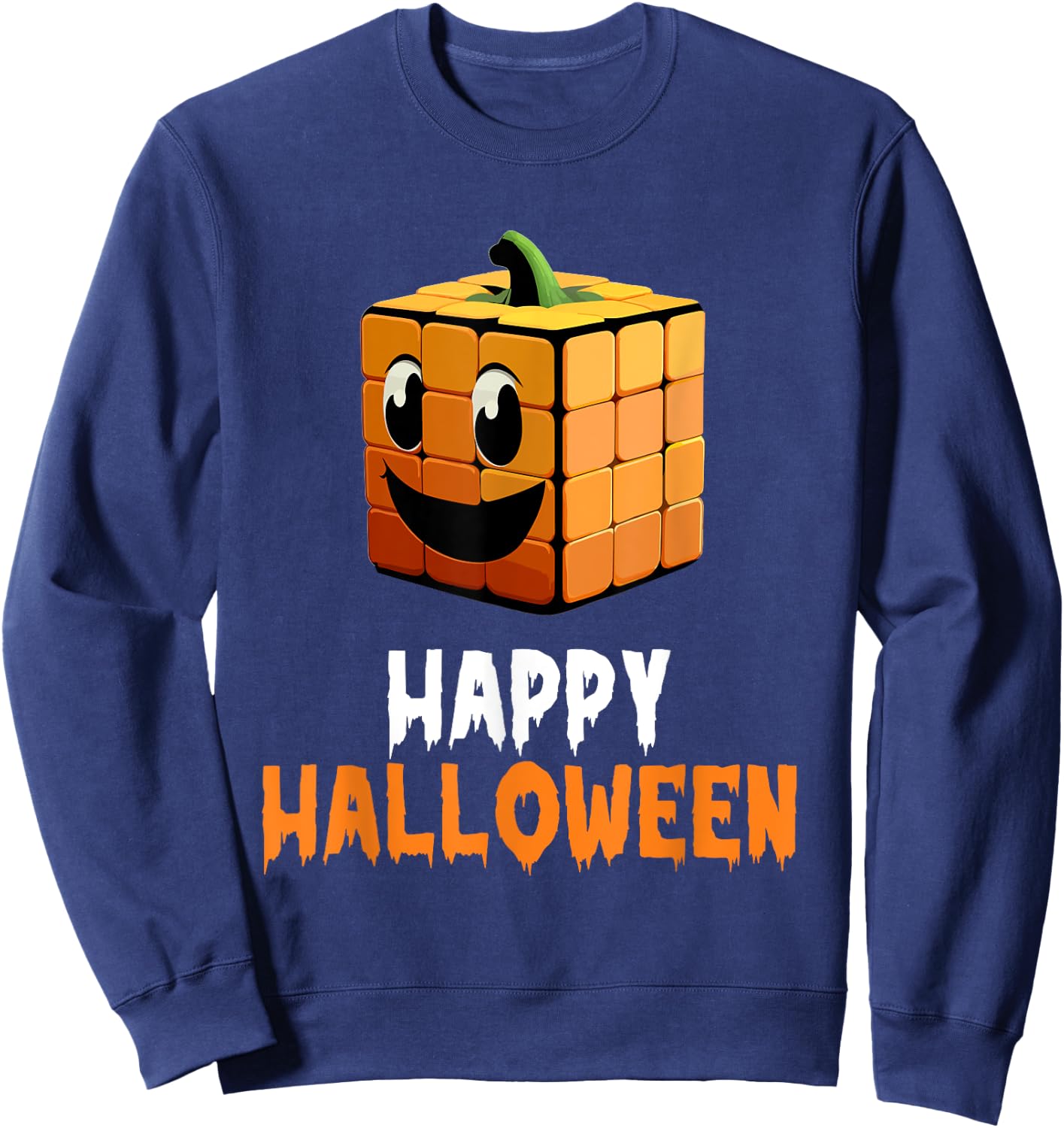 Happy Halloween Speed Cubing Puzzle Cuber Costume Sweatshirt - Sweatshirt | Navy