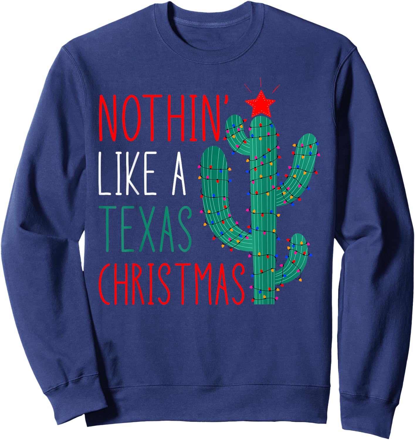 Cute Texas Christmas 2021 Family Matching Adult Black Short Sleeve Sweatshirt - Sweatshirt | Navy