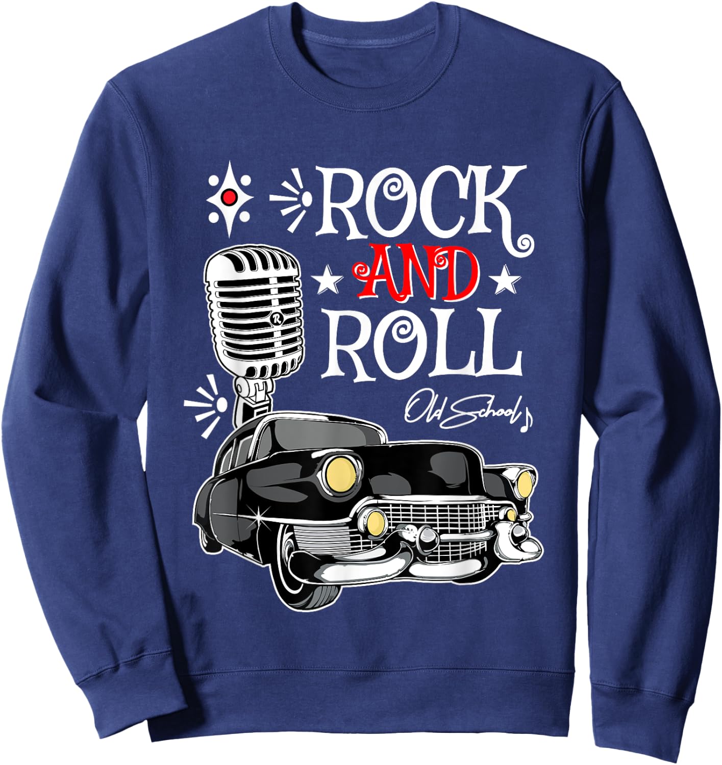 1950s Retro Rockabilly 50s Sock Hop Greaser Rock and Roll Sweatshirt - Sweatshirt | Navy