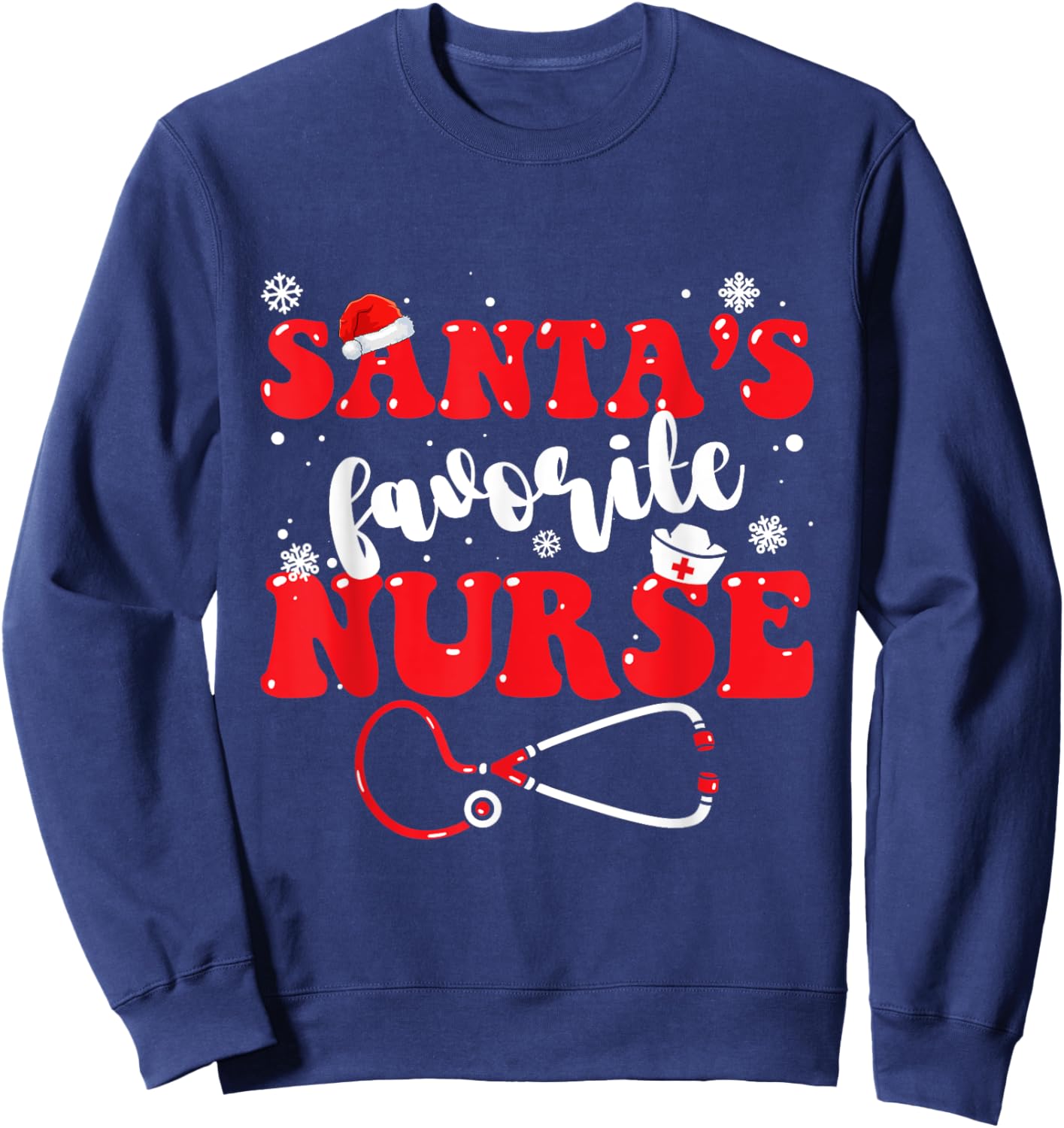 Santa's Favorite Nurse Christmas Sweatshirt - Sweatshirt | Navy