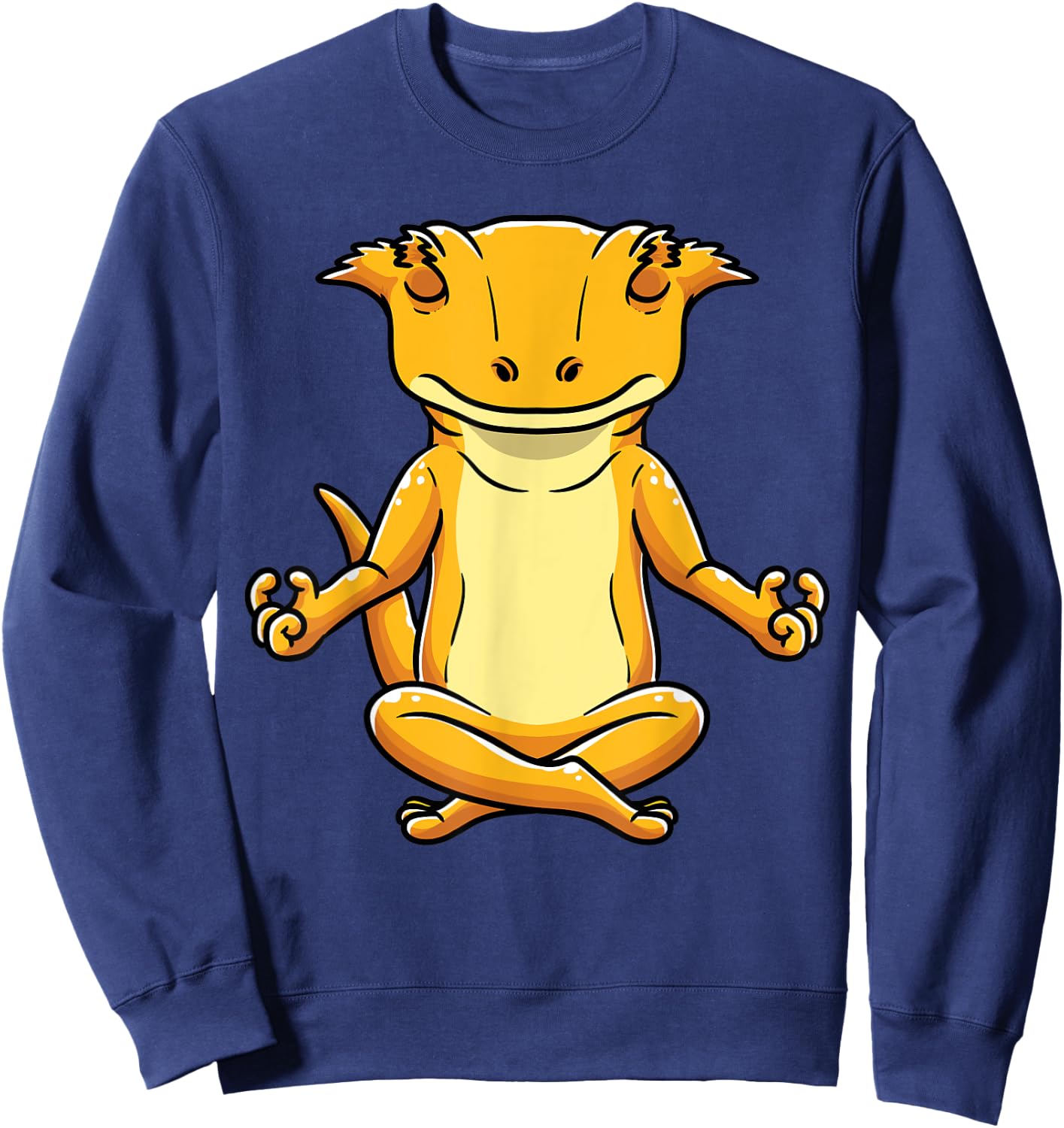 Funny Yoga Crested Gecko Meditating Lizard Reptile Sweatshirt - Sweatshirt | Navy