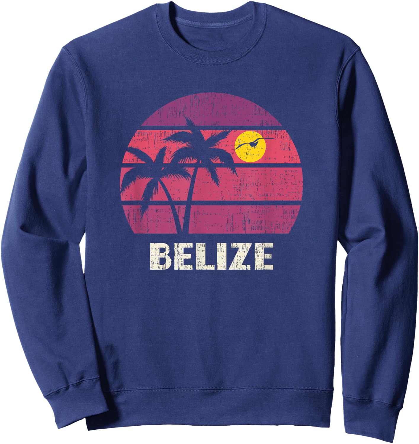 Belize Retro Surfer Beach Vintage Sunset Love Sweatshirt - Sweatshirt | Navy