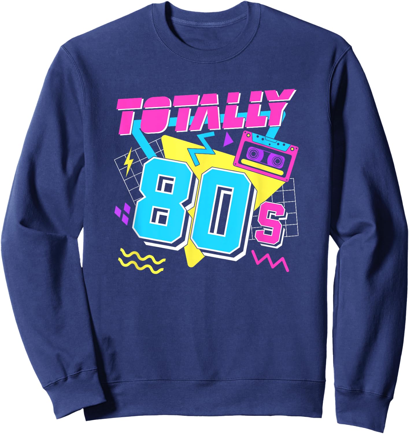 I Love The 80s Eighties Totally 80s - Men's Adults Classic Fit Collarless Short Sleeve Black Small Sweatshirt - Sweatshirt | Navy