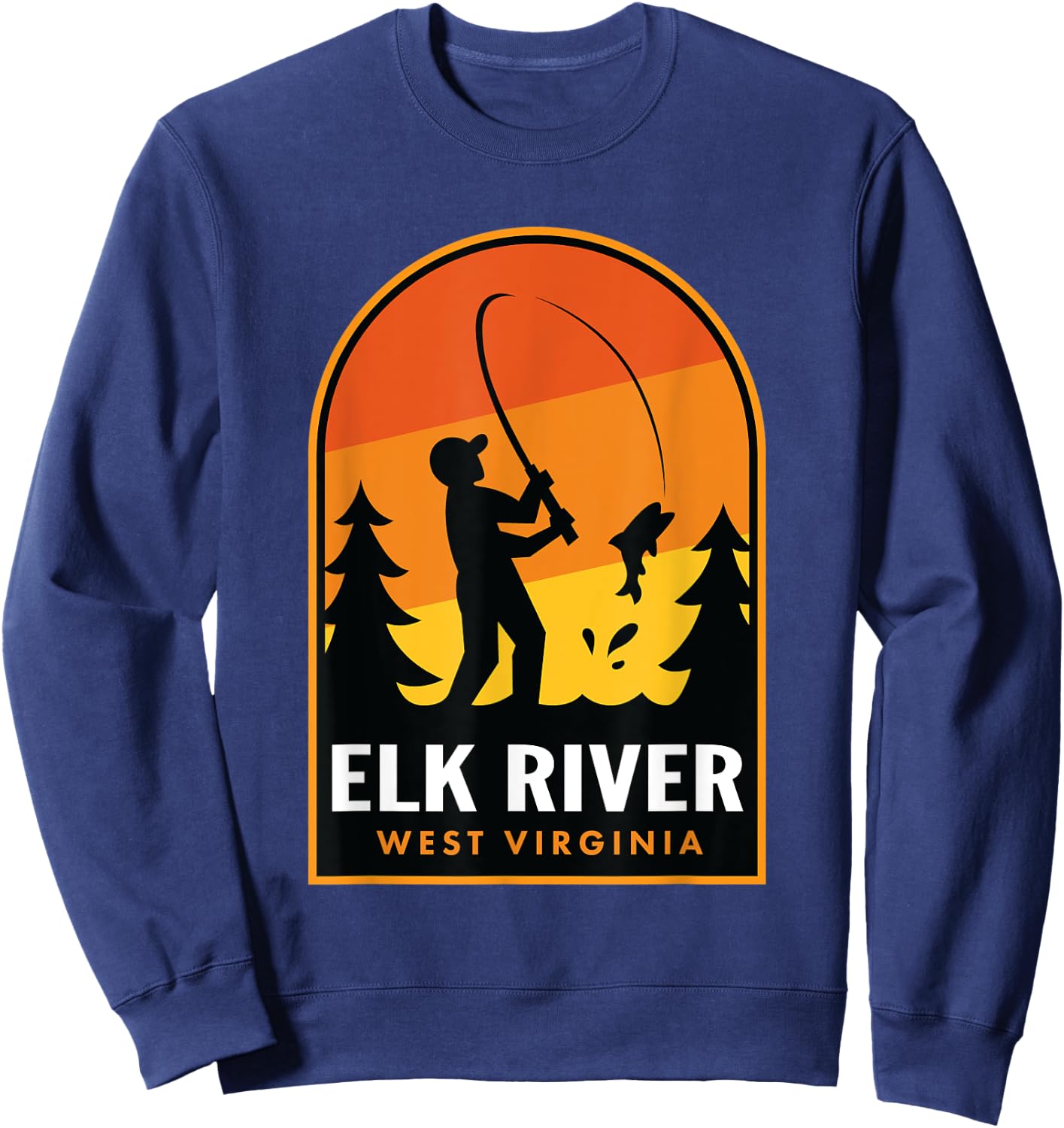 Elk River West Virginia Fishing Sweatshirt - Sweatshirt | Navy