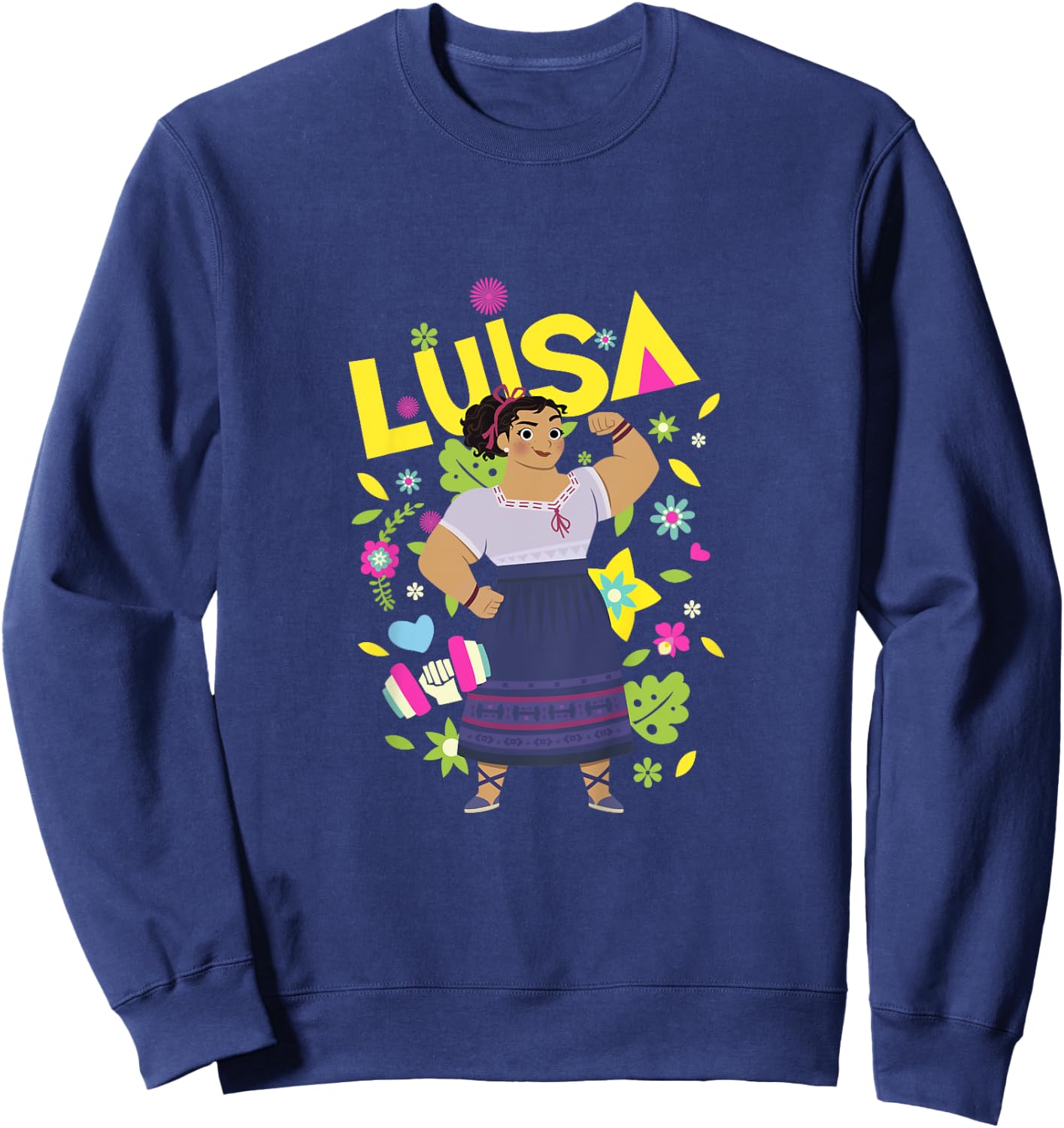 Kids Disney Encanto Luisa Strong Woman Floral Toddler Youth Sweatshirt - Sweatshirt | Navy