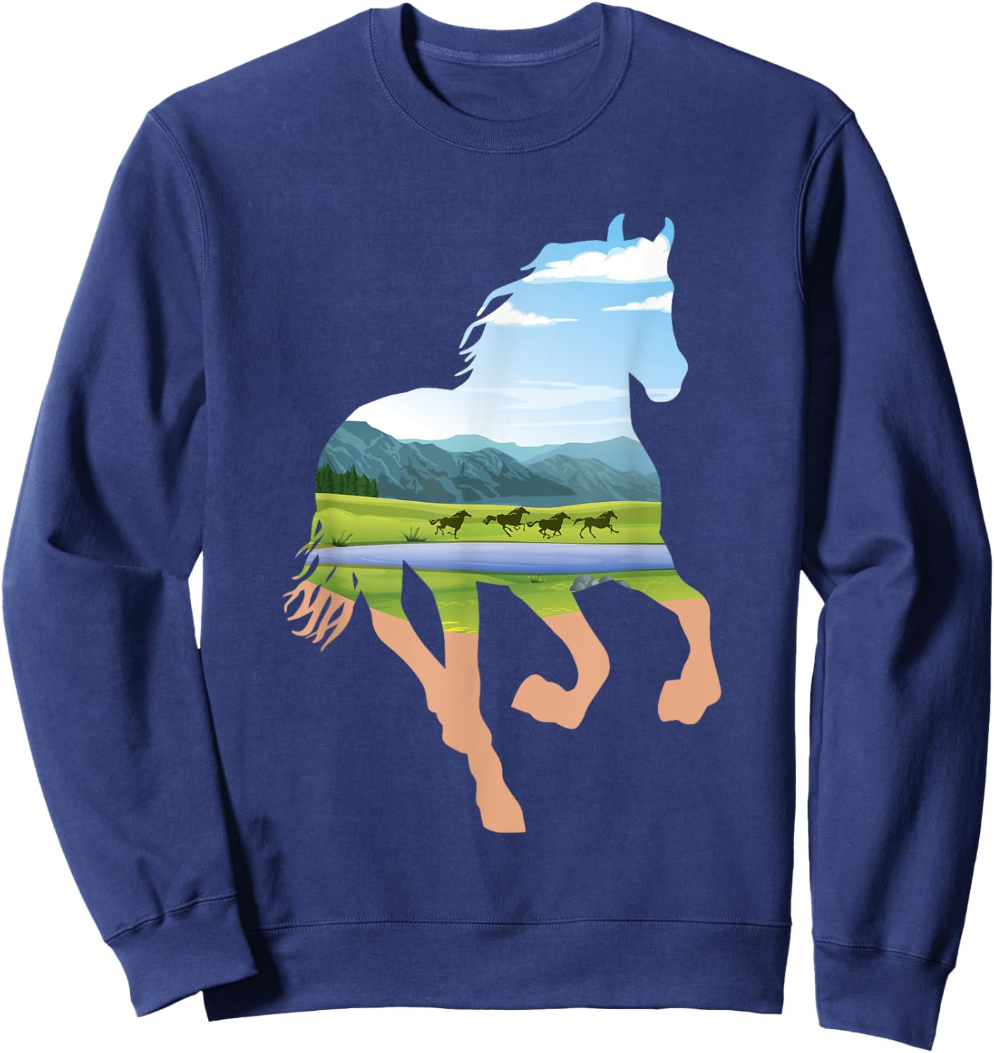Horse Landscape Design - Horses Lover Equestrian Horseman Sweatshirt - Sweatshirt | Navy