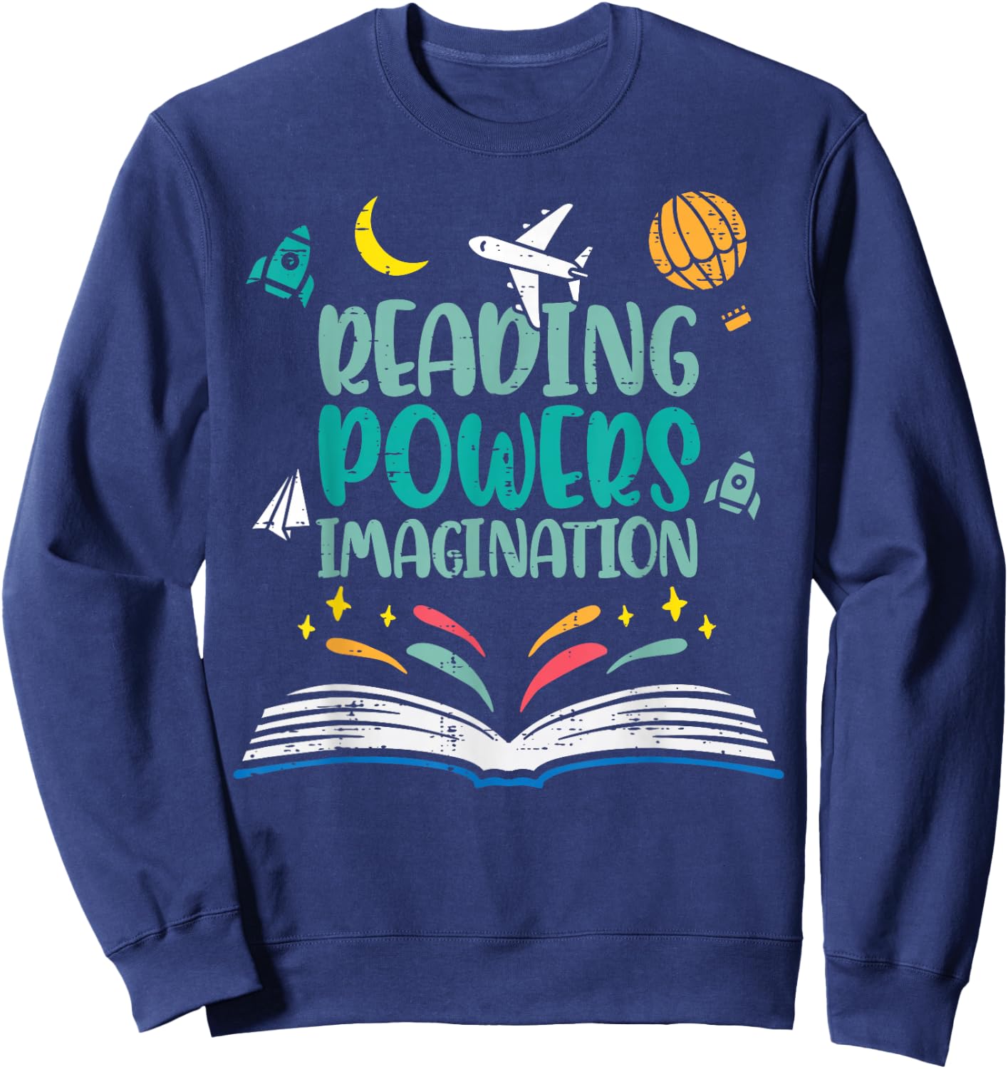 Reading Powers Imagination Cute Teacher Librarian Book Lover Sweatshirt - Sweatshirt | Navy