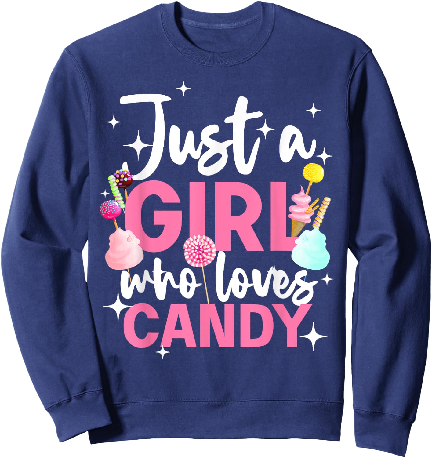 Cute Candy Design Girls Kids Sweets Candy Lover Sweatshirt - Sweatshirt | Navy