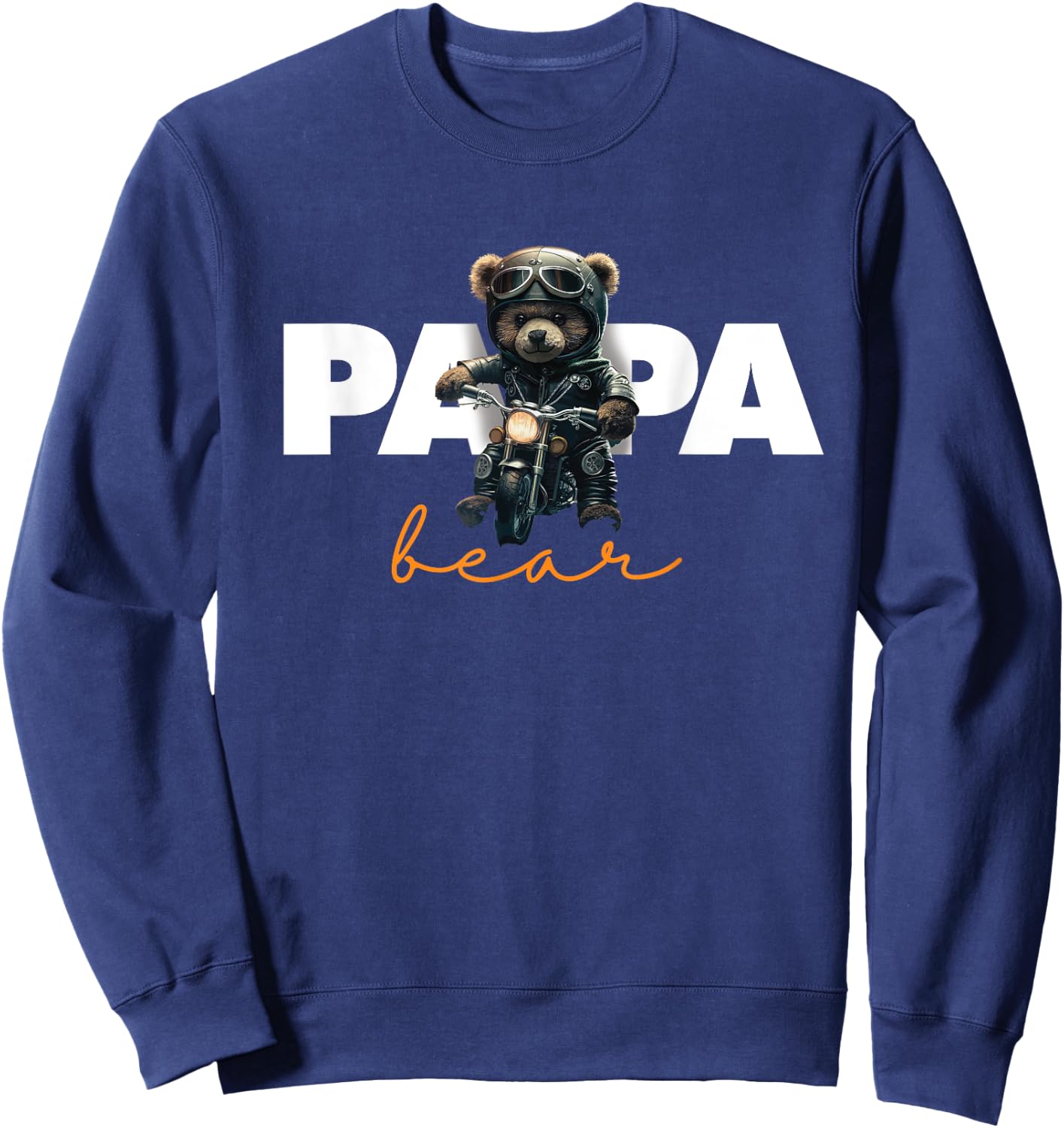Funny Papa Biker Bear | Motorsport Motorcycle | Father Biker Sweatshirt - Sweatshirt | Navy