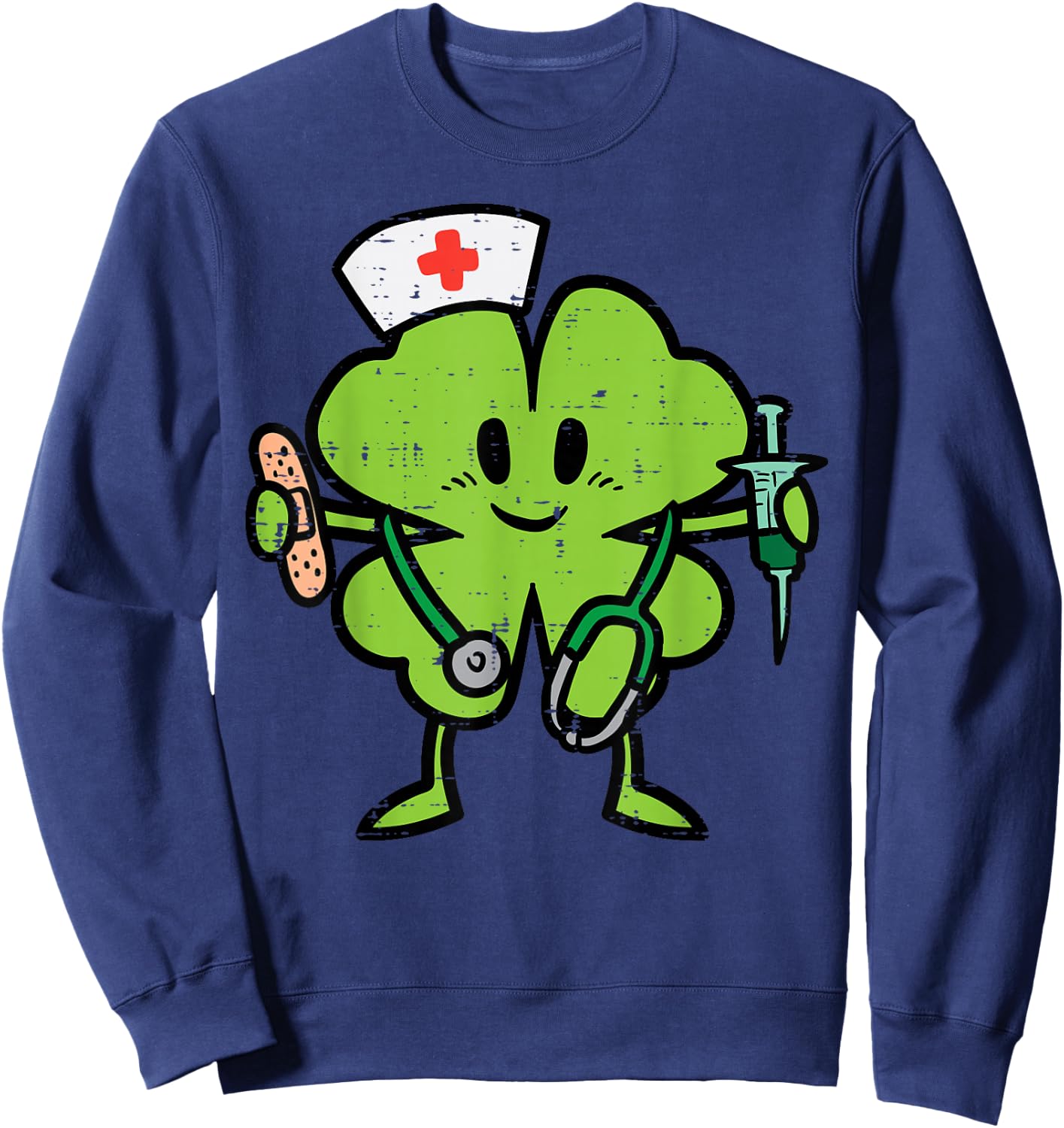 St Patricks Day Shamrock Nurse Saint Paddys Scrub Top Women Sweatshirt - Sweatshirt | Navy