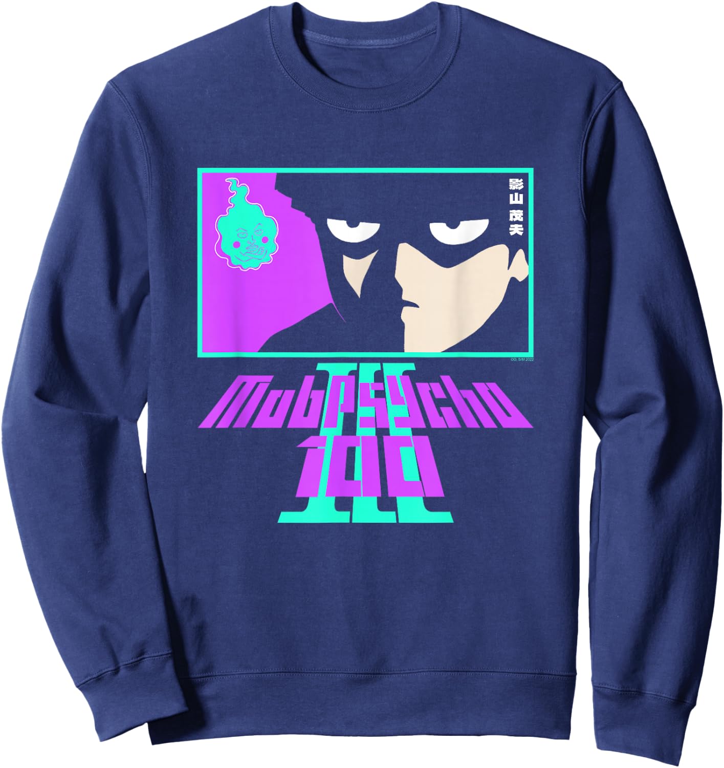 Mob Psycho 100 Neon Graphic & Logo Sweatshirt - Sweatshirt | Navy