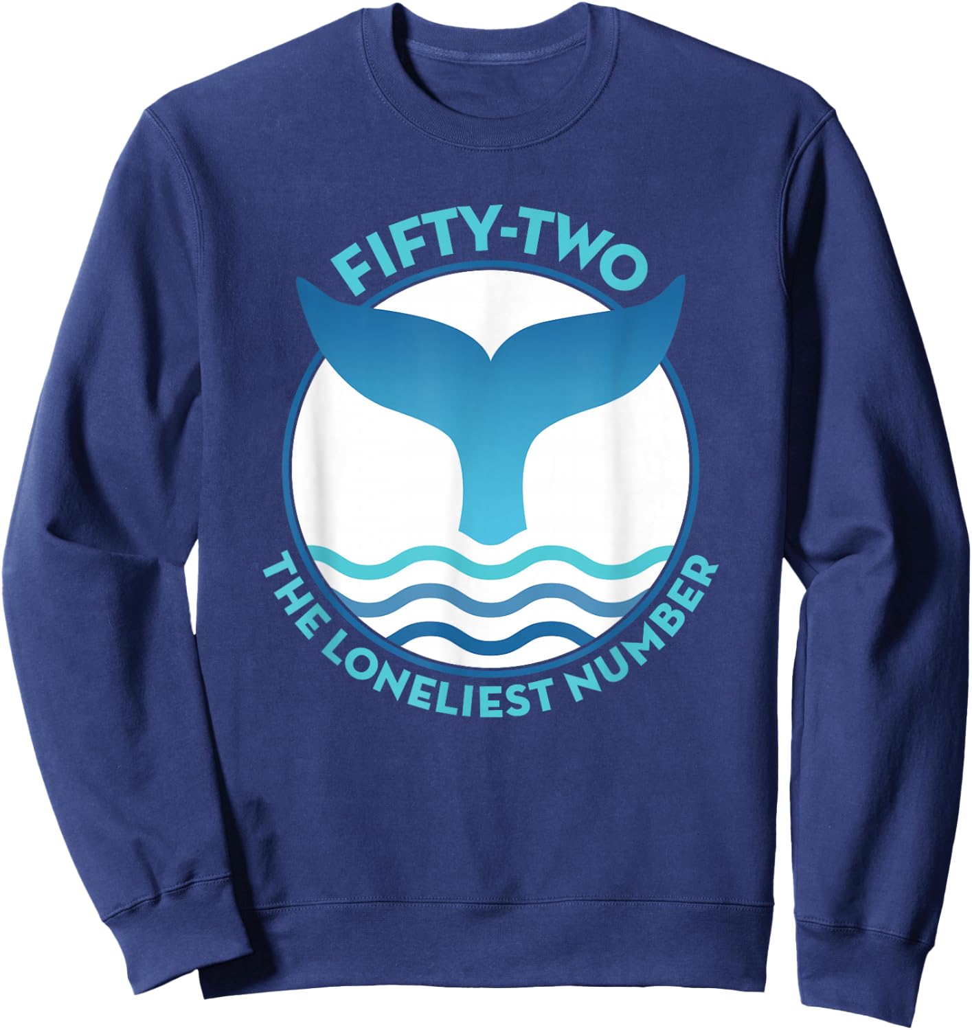 Blue Whale's Tail with Wave and 52 Lonely Whale Design Sweatshirt - Sweatshirt | Navy