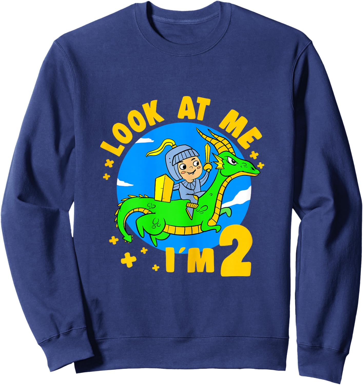 2 Years Old Birthday Boy Dragon & Knight - 2nd B-Day Party Sweatshirt - Sweatshirt | Navy