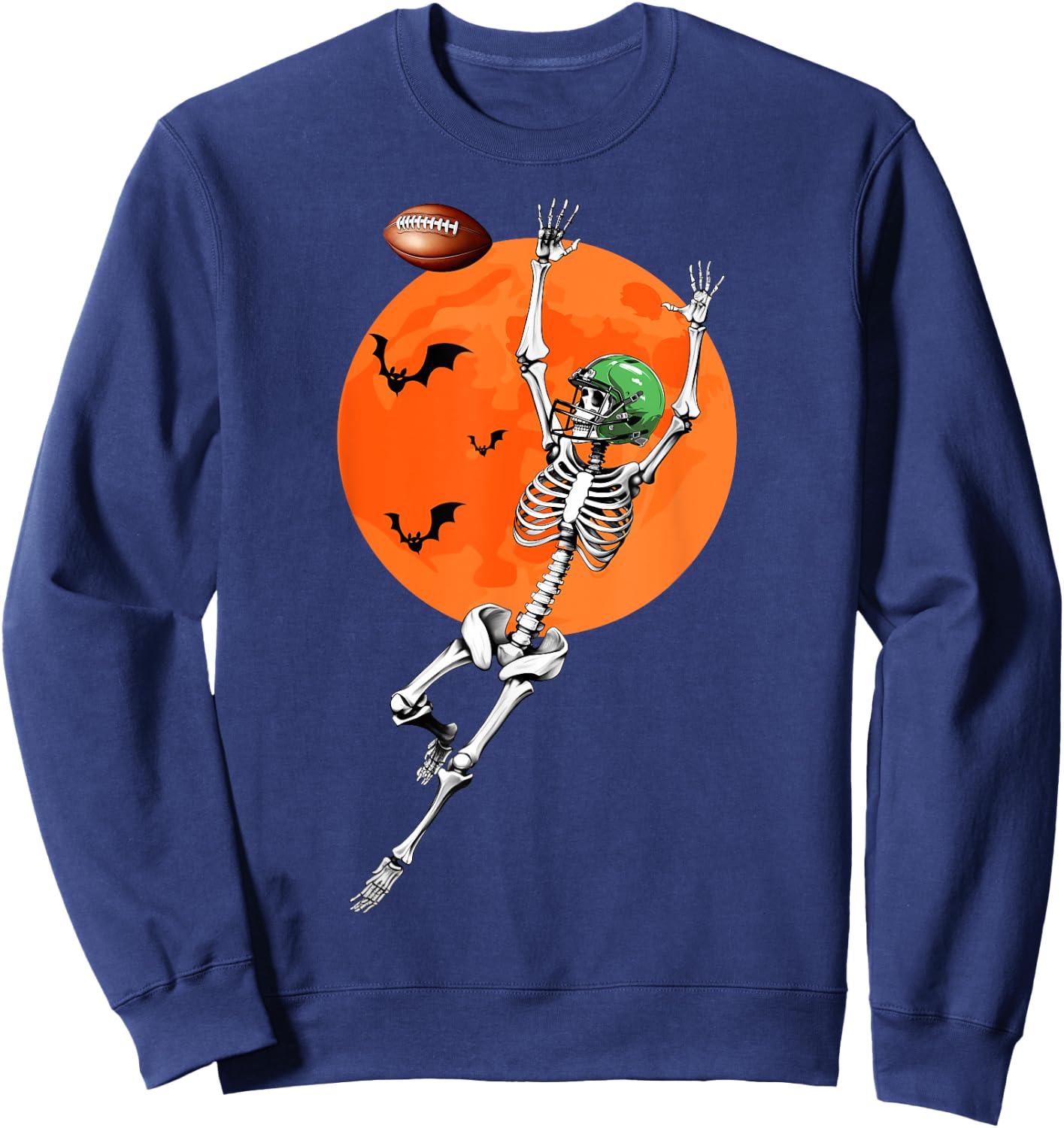 Football Skeleton Halloween Football Player Sweatshirt - Sweatshirt | Navy