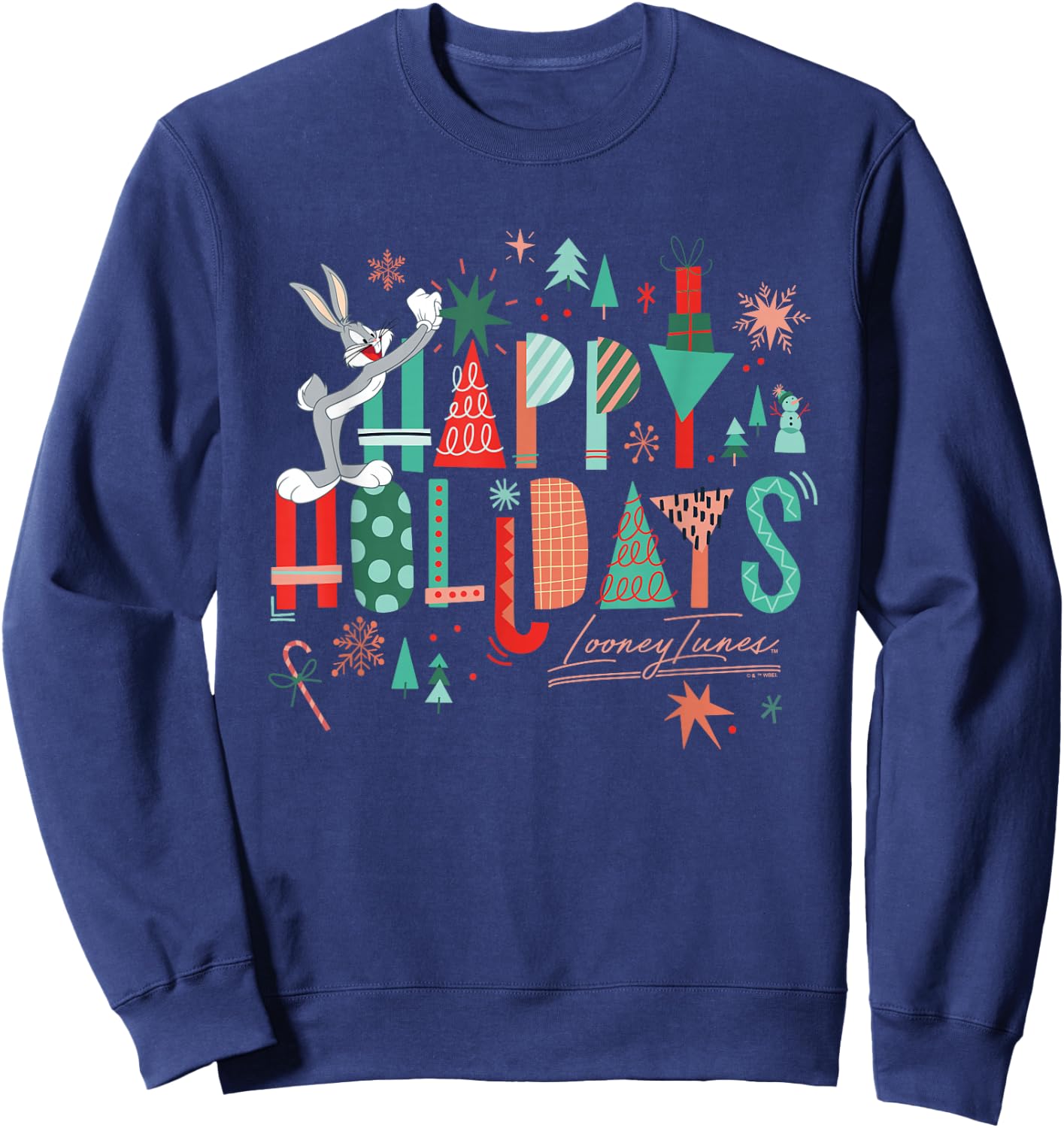 Looney Tunes Christmas Happy Holidays From Bugs Bunny Sweatshirt - Sweatshirt | Navy