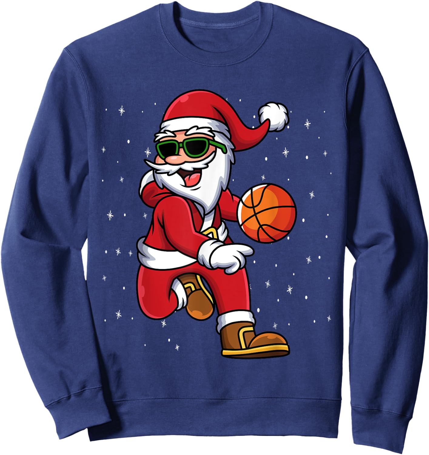 Christmas Basketball Santa Playing Basketball Player Kids Sweatshirt - Sweatshirt | Navy