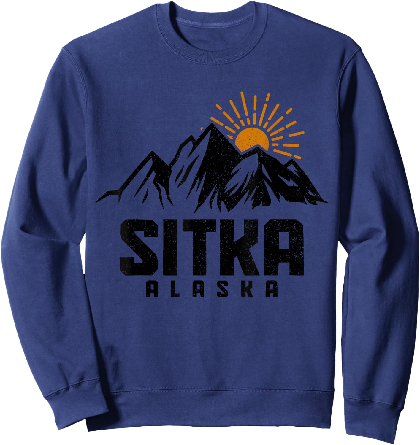 Sitka Alaska Vintage Mountains Sunset Hiking Nature Sweatshirt - Sweatshirt | Navy