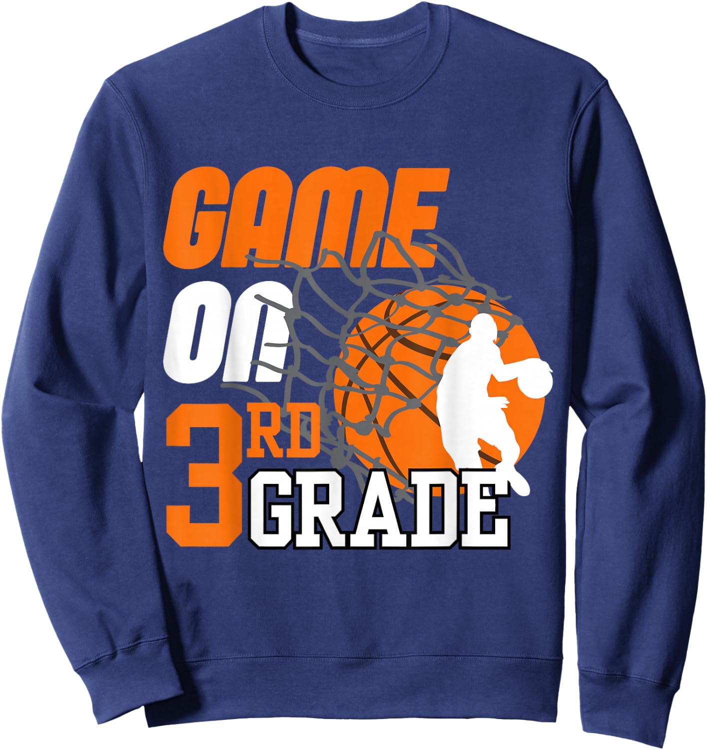 Boys Game On 3rd Grade Basketball Back To School Teacher Kid Sweatshirt - Sweatshirt | Navy