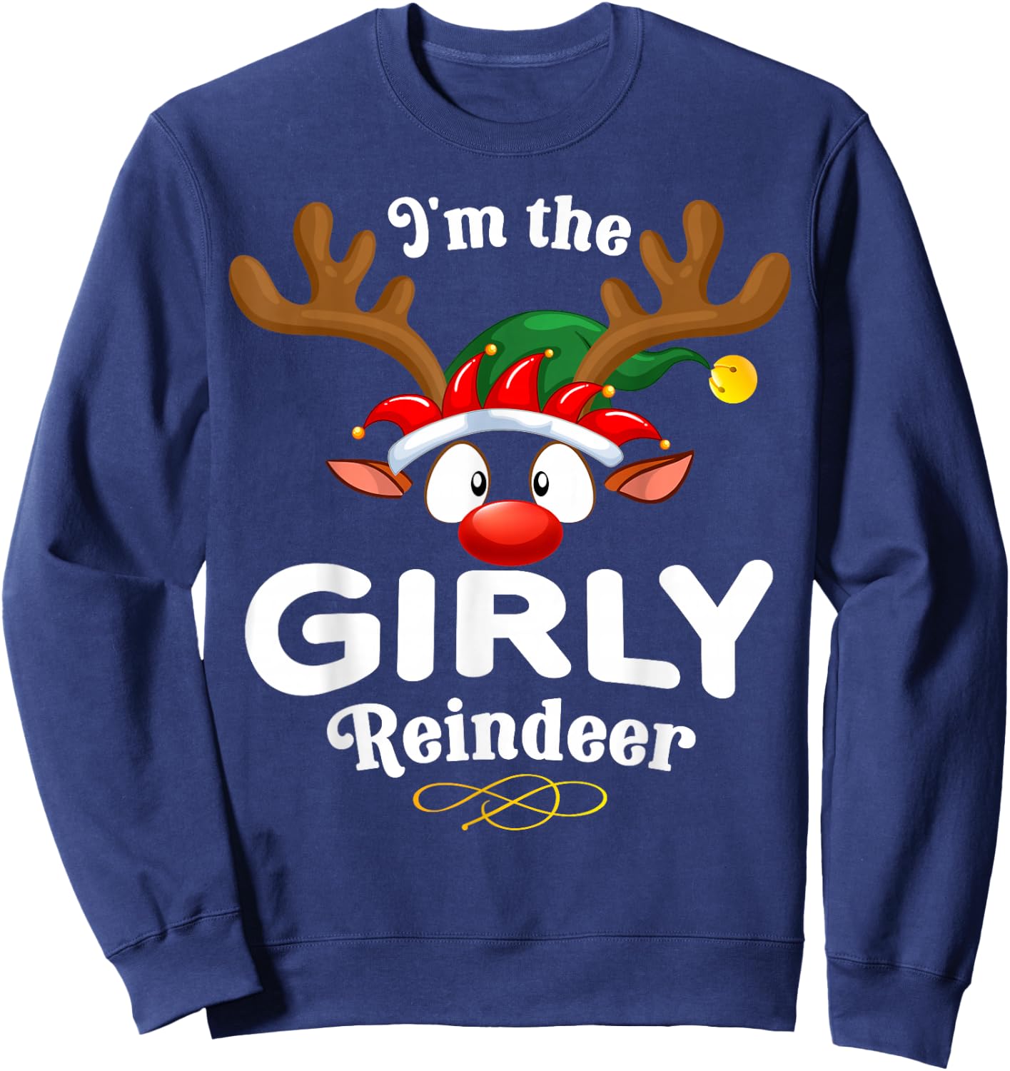 Christmas PJS Girly XMas Reindeer Matching Sweatshirt - Sweatshirt | Navy