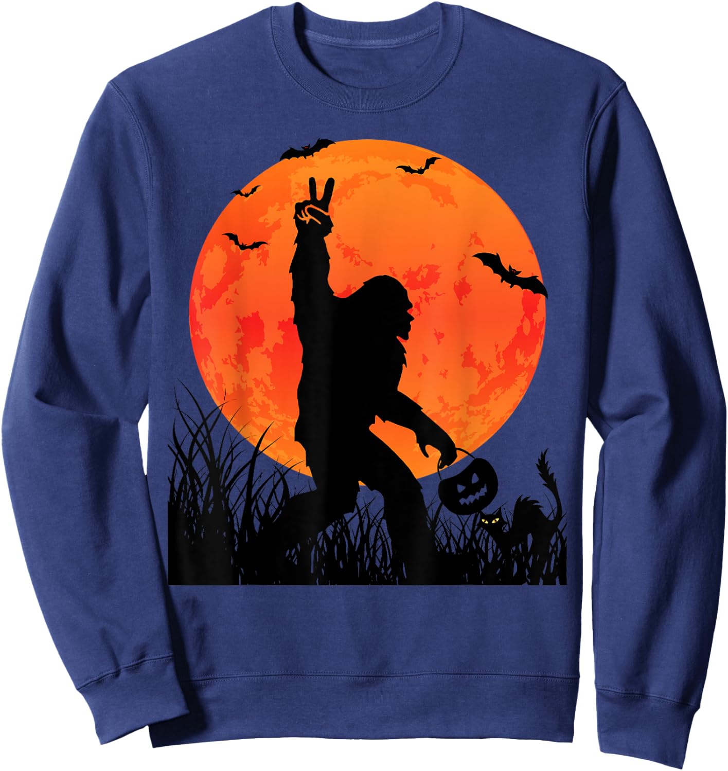 Funny Halloween Rocking Sasquatch Bigfoot Halloween Sweatshirt - Sweatshirt | Navy