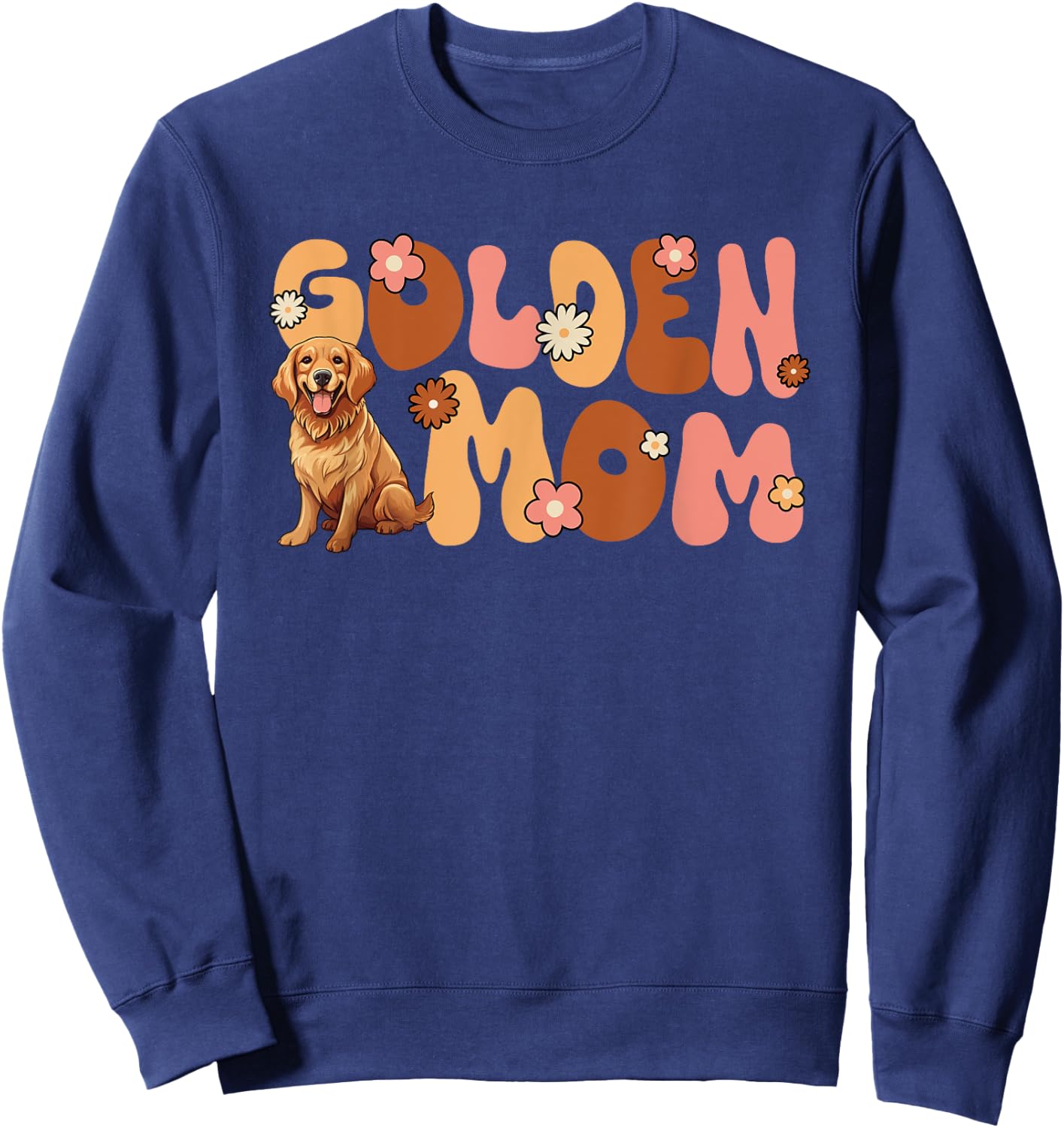 Golden Retriver Groovy World's Best Golden Mom Sweatshirt - Sweatshirt | Navy