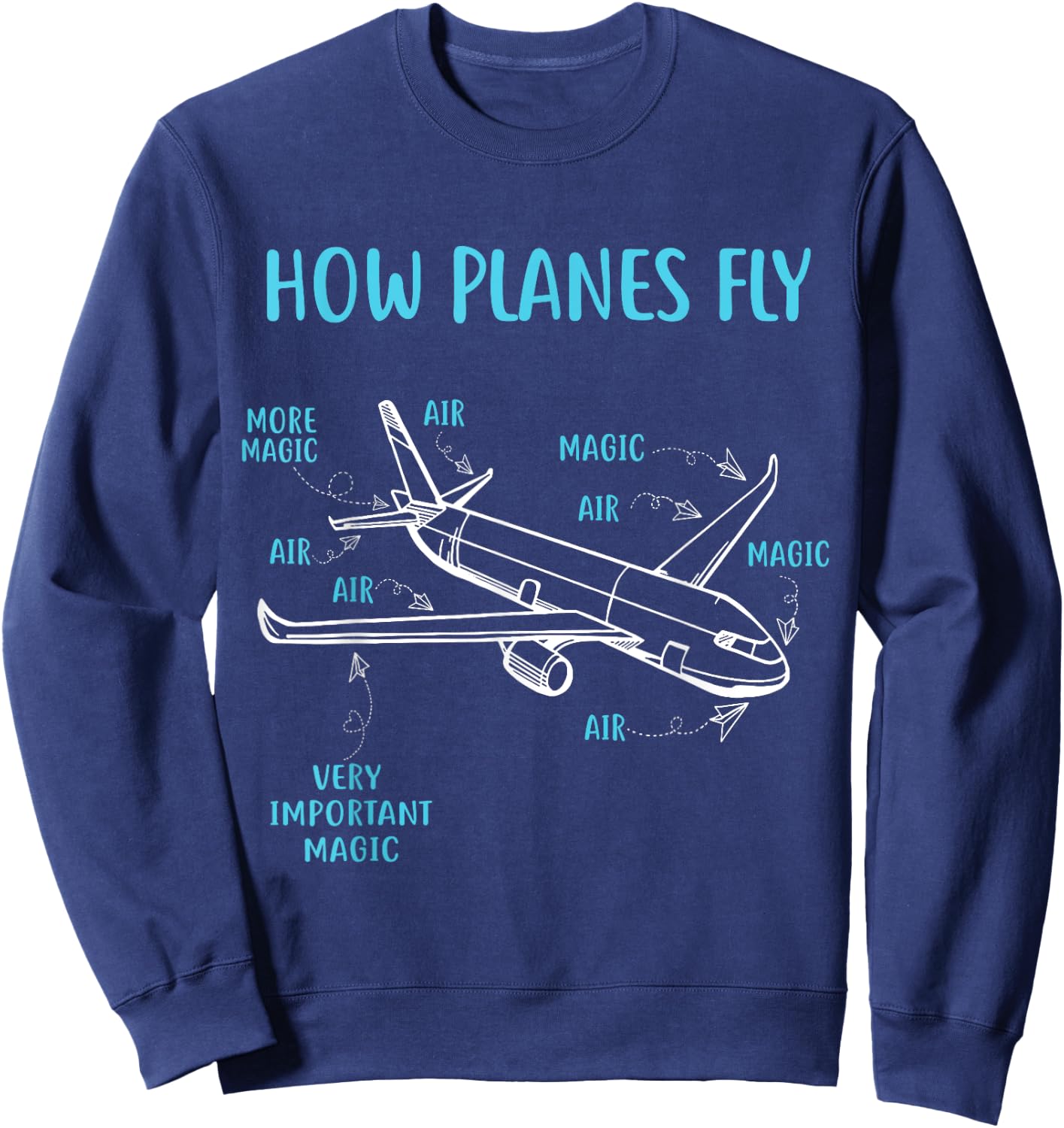 How Planes Fly Funny Aviation Engineer Pilot Airplane Sweatshirt - Sweatshirt | Navy
