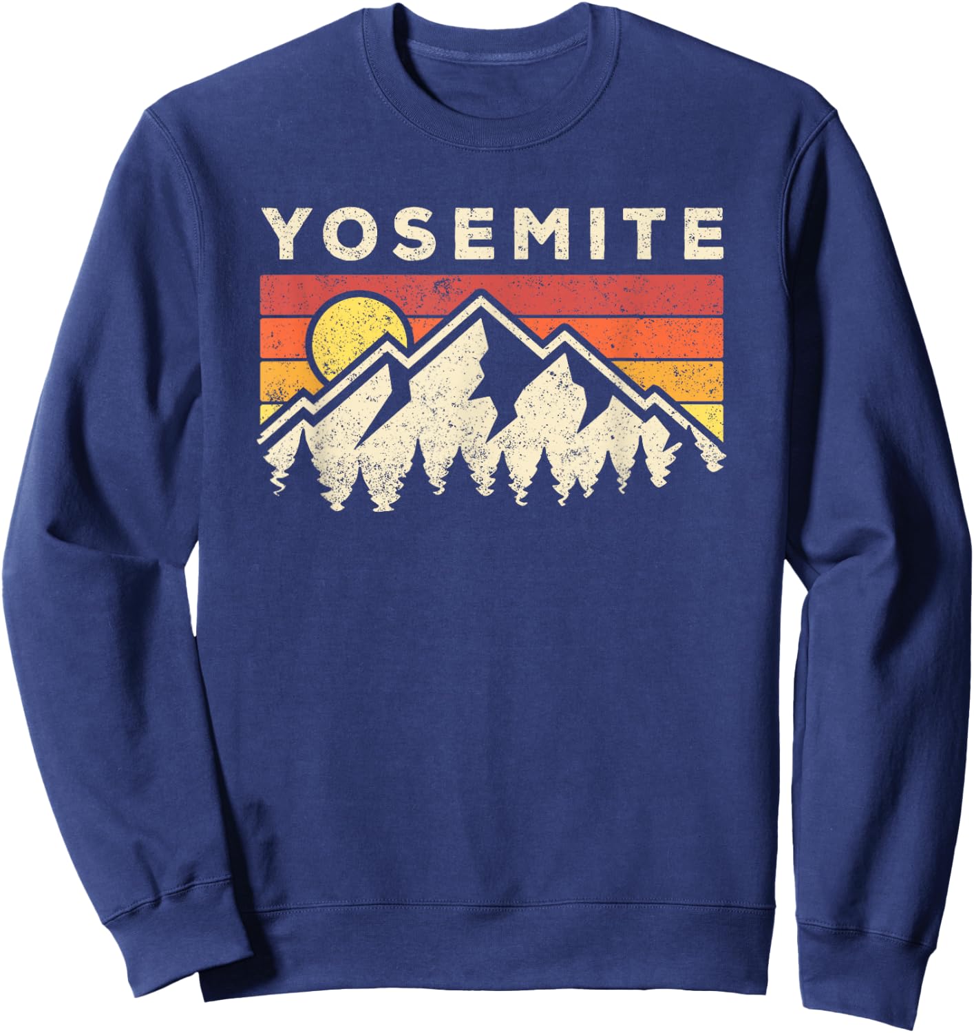Retro Yosemite California Hiking National Park Sweatshirt - Sweatshirt | Navy