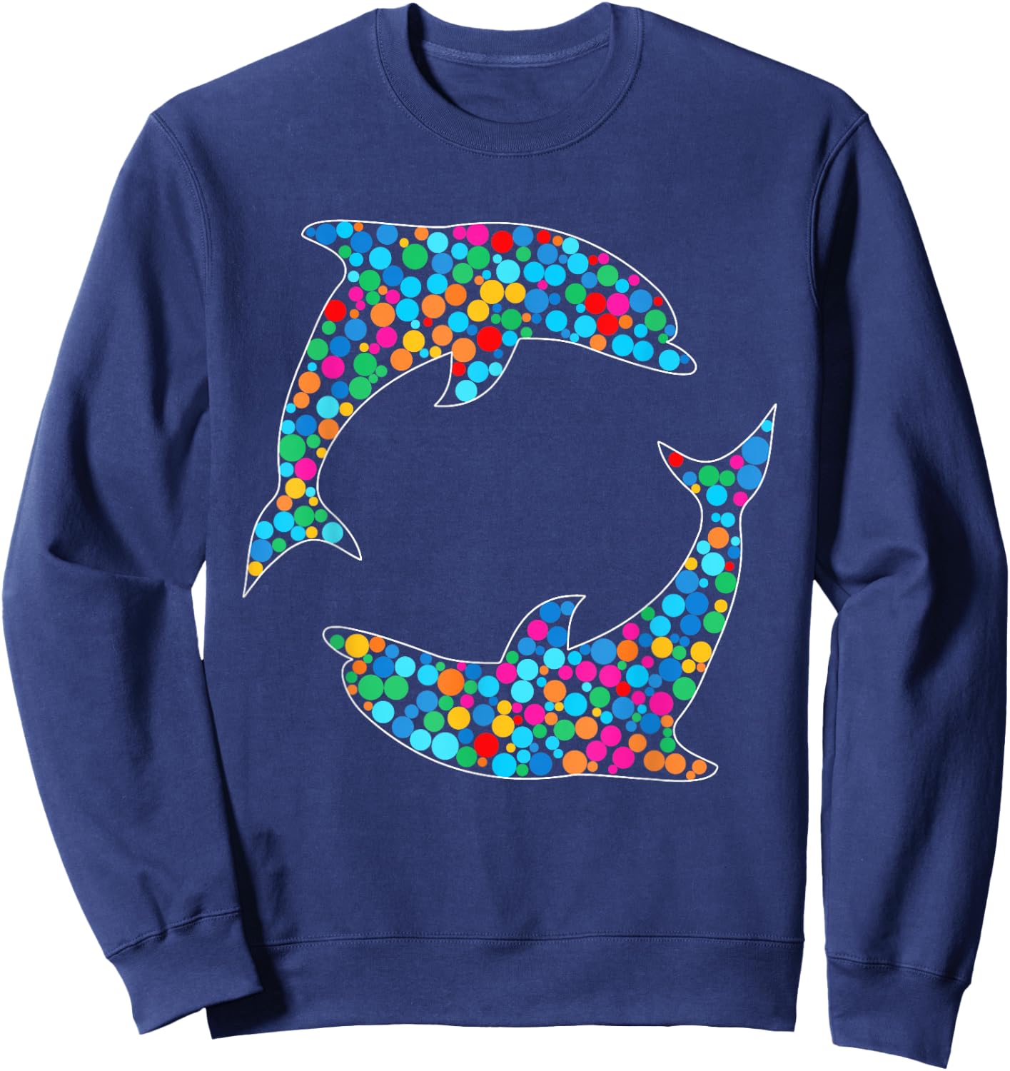 Funny Colorful Polka Dot Dolphin International Dot Day Sweatshirt - Sweatshirt | Navy