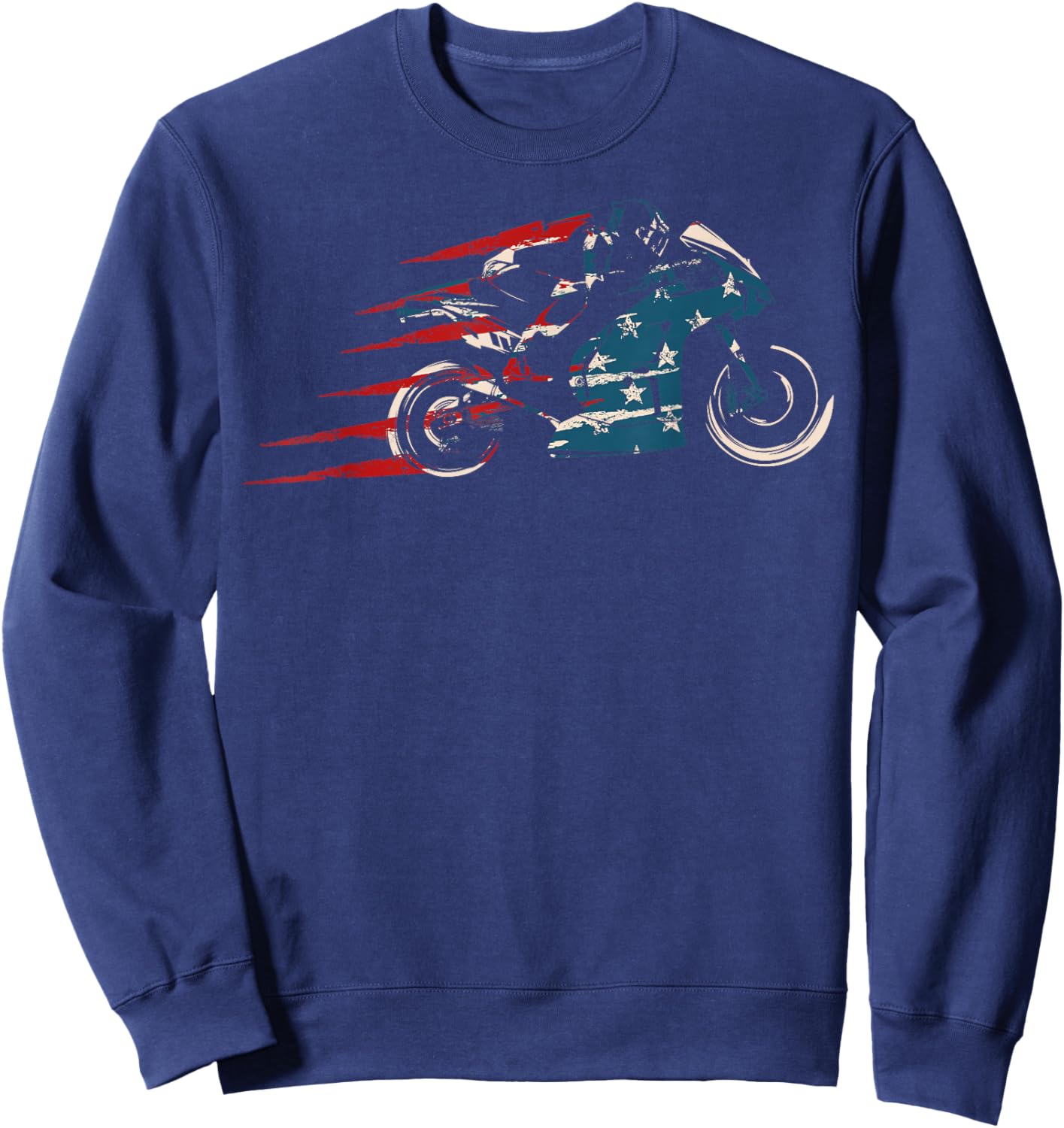 American Flag Super Bike Moto GP 4th of July Dirt Bikers Sweatshirt - Sweatshirt | Navy