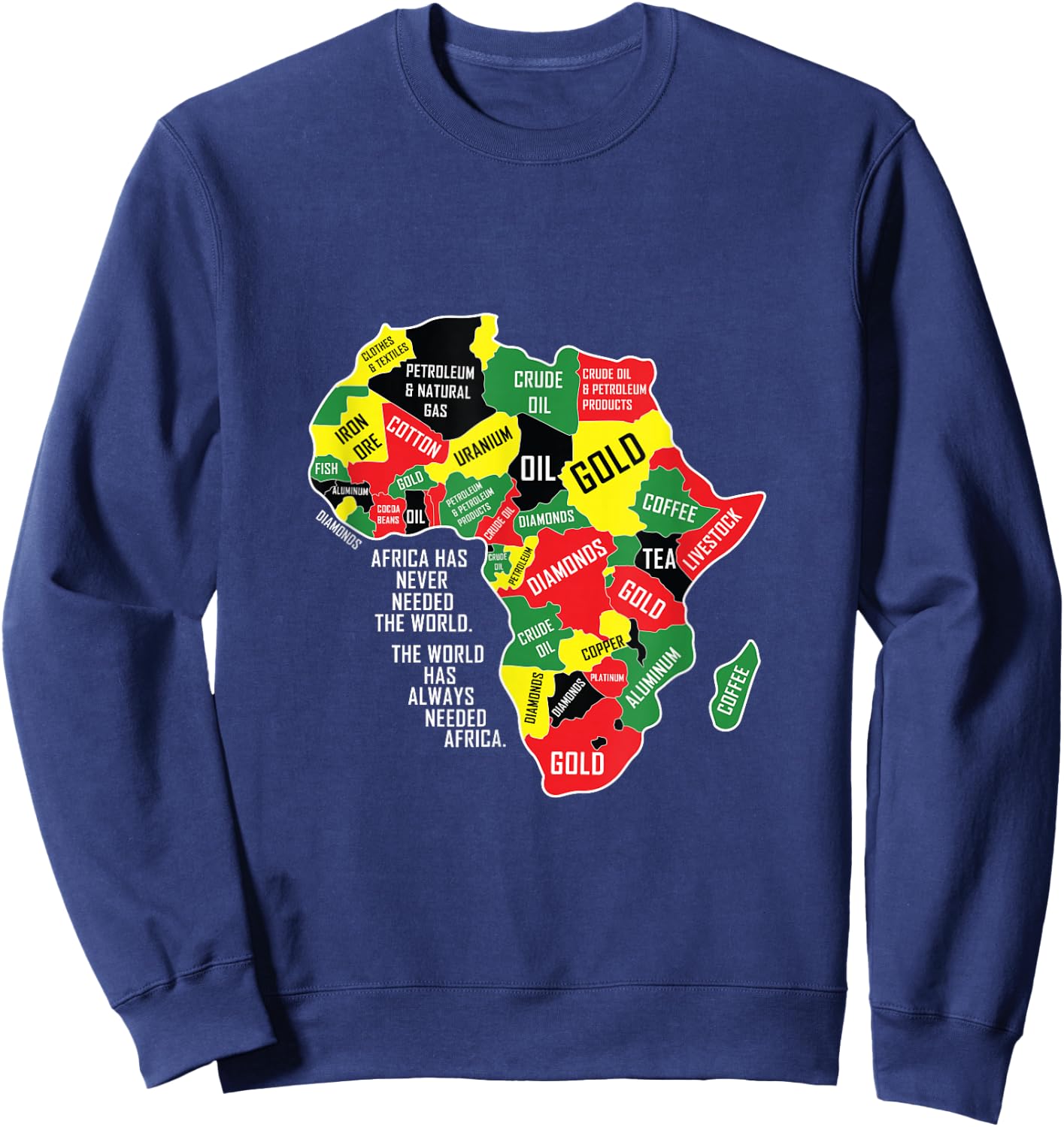 Africa Has Never Needed The World Black History BLM Melanin Sweatshirt - Sweatshirt | Navy