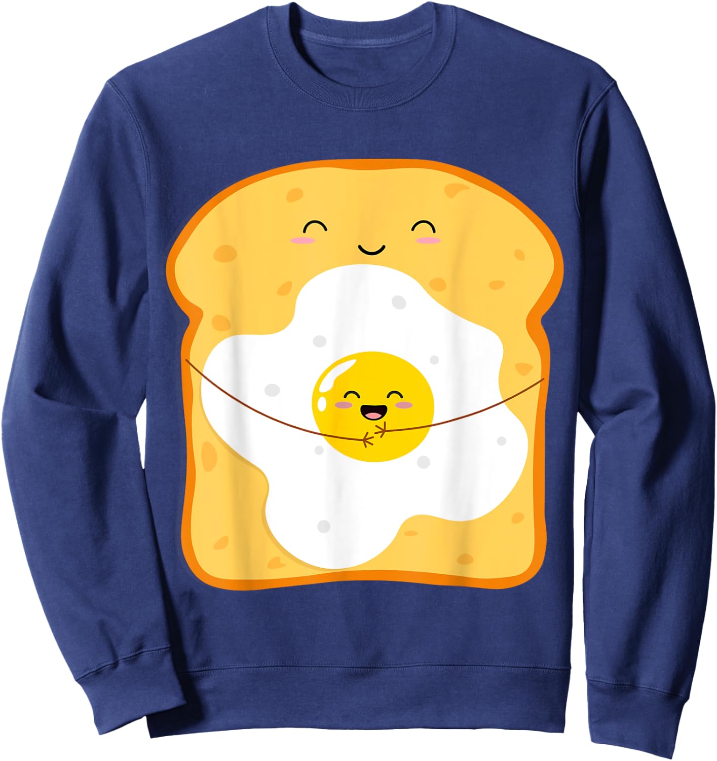 Funny Japanese Kawaii Egg Bread Cute Kawaii Breakfast Anime Sweatshirt - Sweatshirt | Navy