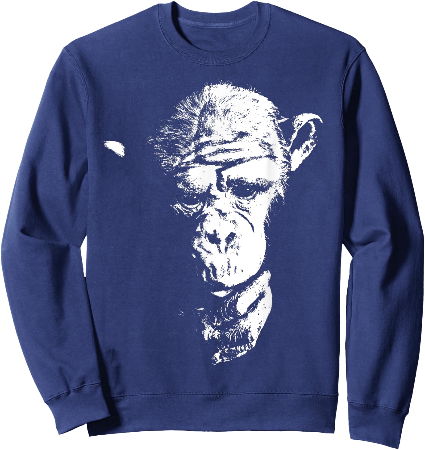 Cool Thinking Monkey, Chimpanzee Face, Ape, Chimp, Primate Sweatshirt - Sweatshirt | Navy