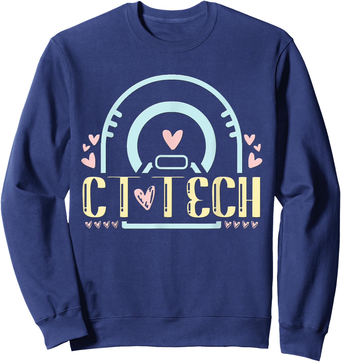 Ct Tech Gifts Merch Apparel - CT Technologist Radiology - Black - Women's - Small - Modern - Casual - Short Sleeve Sweatshirt - Sweatshirt | Navy