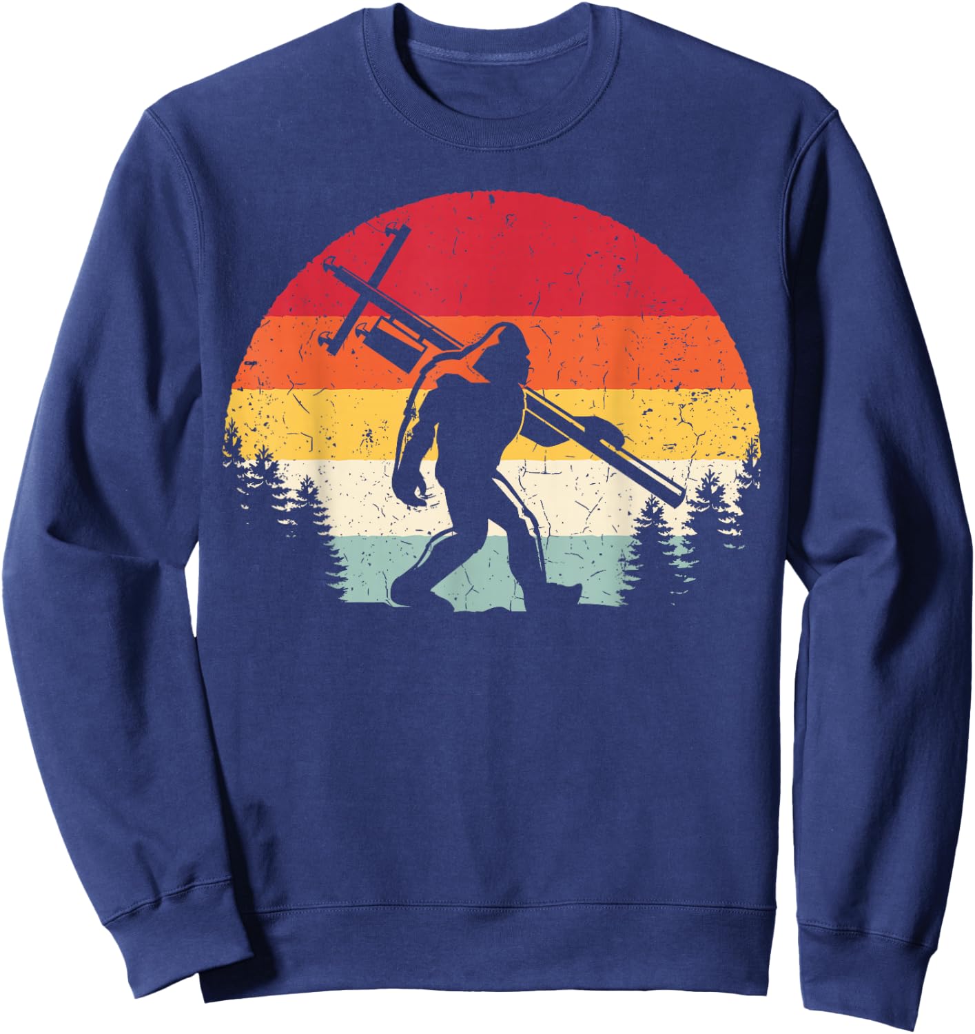Bigfoot Lineman Power Electrician Funny Sasquatch Lineworker Sweatshirt - Sweatshirt | Navy